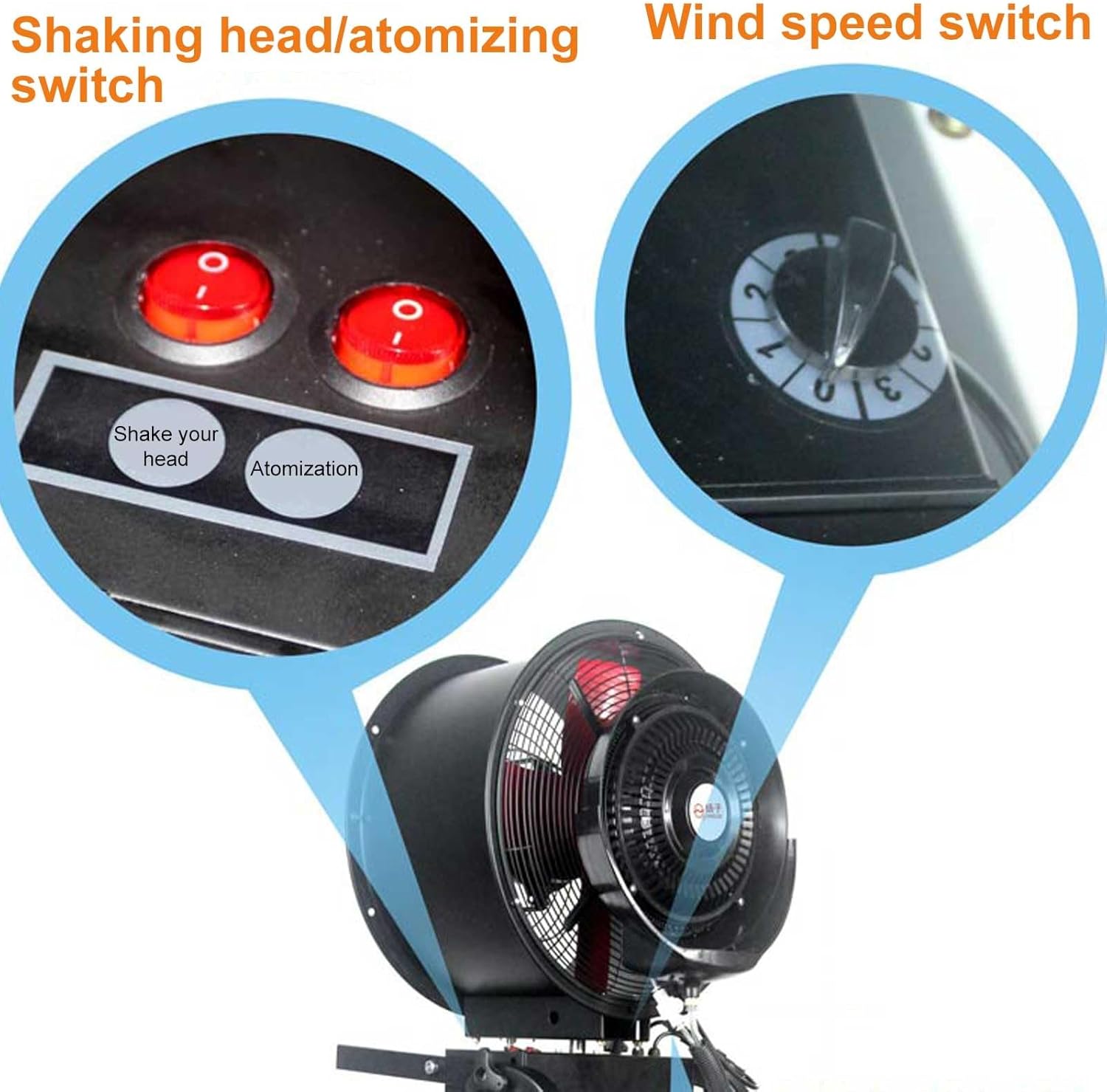 Industrial Misting Fan with 42L Water Tank - Portable Pedestal Misting Fans for Outdoor Use in Workshop, Patio, Warehouse, Factory, and Garage - Cool Comfort Anywhere