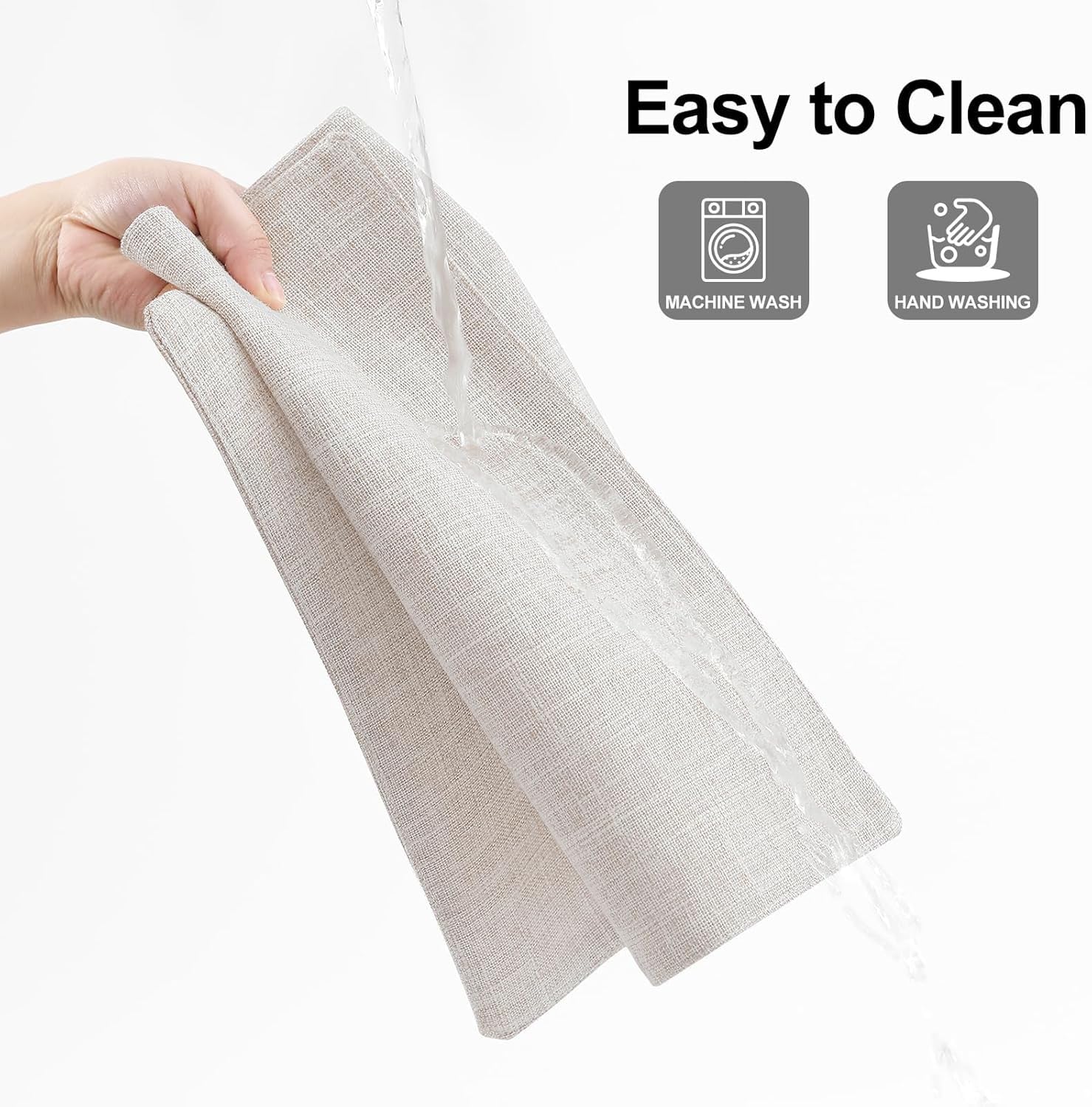 Homaxy Juego de 6 manteles individuales para mesa de comedor, resistentes al calor, lavables, mezcla de lino y algodón, fáciles de limpiar, antideslizantes, 13 x 19 pulgadas, color beige