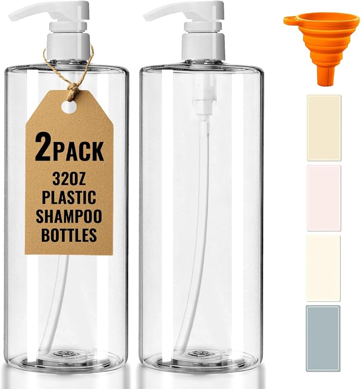 DPLASKA Frascos Recarregáveis Transparentes com Bomba Branca, 2 Unidades de 950 mL