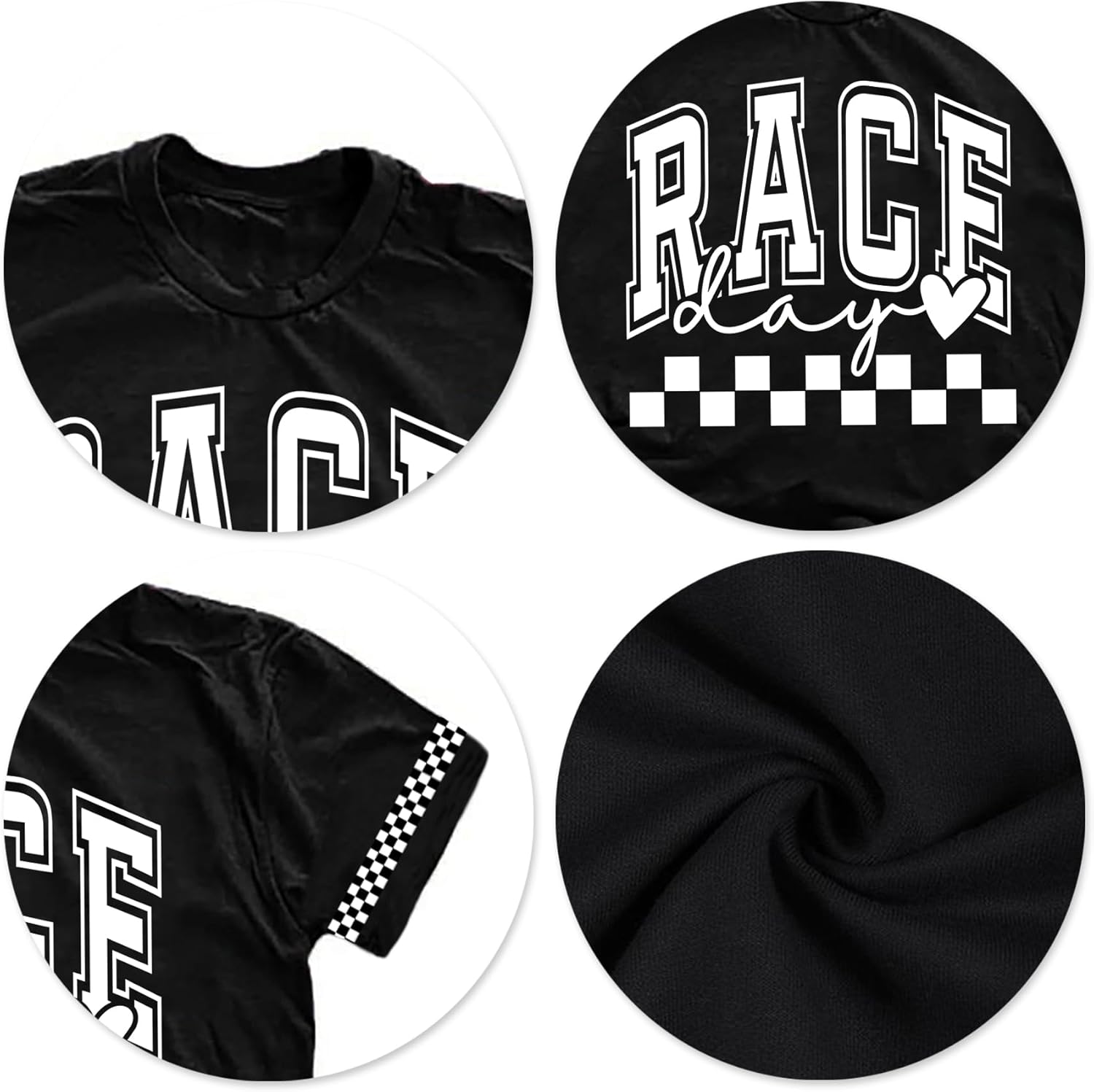 Racing Shirts for Women Checkered Flag Graphic Printed T-Shirt Race Lover Tshirt Race Day Short Sleeve Tops - Image 5