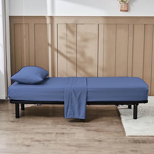 Miniatura 9 de Kingnex Juego de sábanas a rayas para sofá cama tamaño Queen para sofá cama, suave, doble cepillado, 4 piezas, funda de almohada (60 x 74 x 6