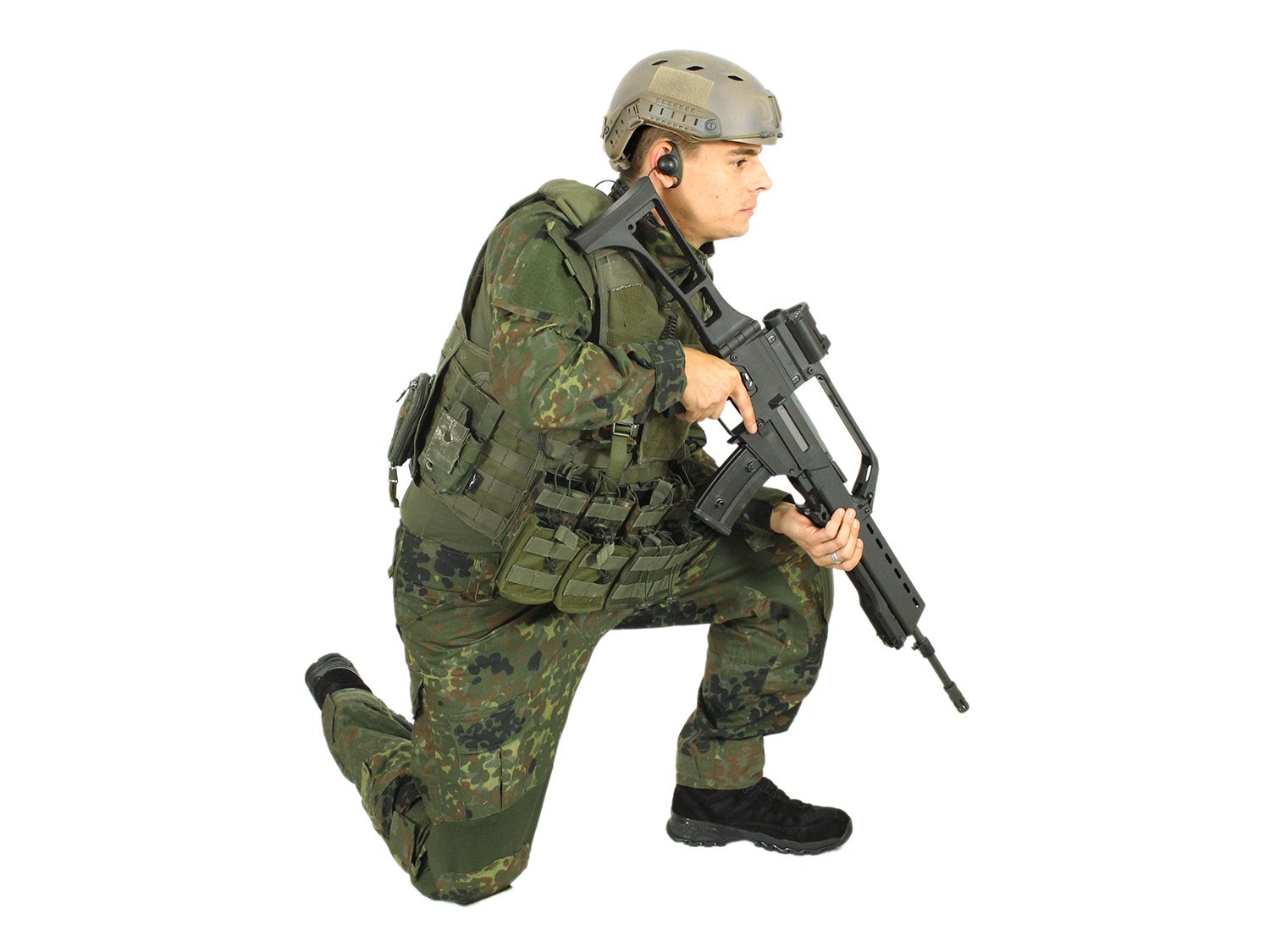 Invader Gear Combat Shirt, mit Oberarmtaschen, hoher Tragecomfort - Flecktarn, Größe:M
