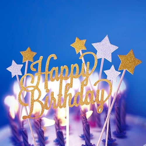 Miniatura 5 de Vela alternativa para tartas de cumpleaños con purpurina dorada, hecha a mano (paquete de 7)