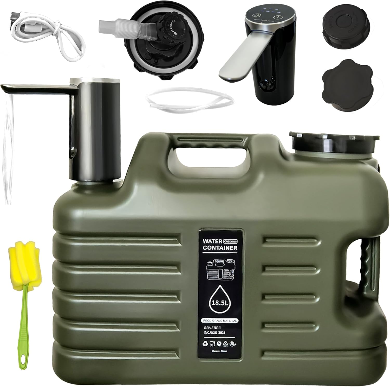 5 Gallon Water Jug with Type-C Rechargeable Electric Water Pump & Spigot Portable Water Storage Container for Outdoor Camping, Hiking, Picnics & Emergency Use