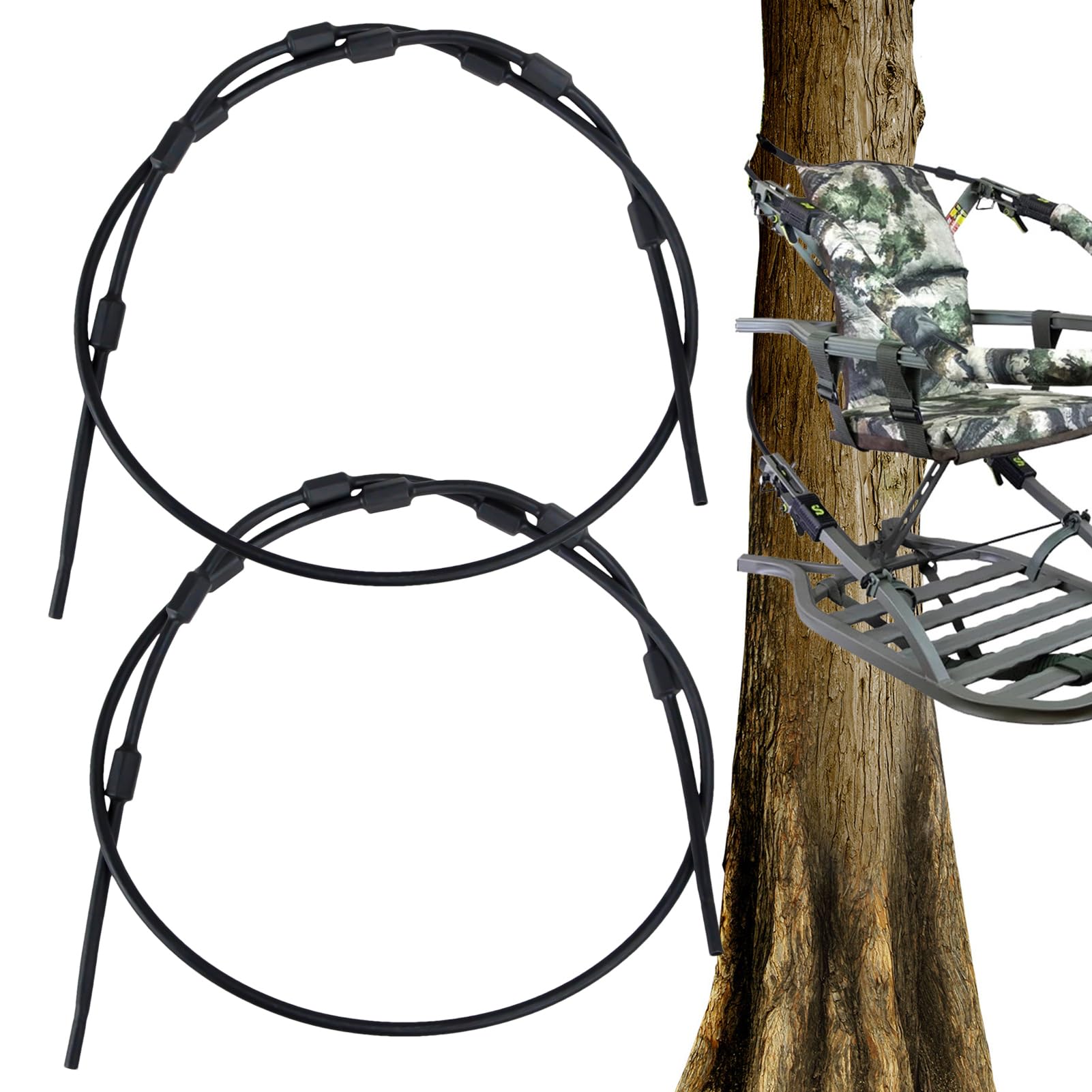 Summit Cables de repuesto – Correas trenzadas de acero para soporte de árbol de 69 pulgadas | Resistentes y fáciles de instalar, accesorios de soporte para árbol de caza con revestimiento