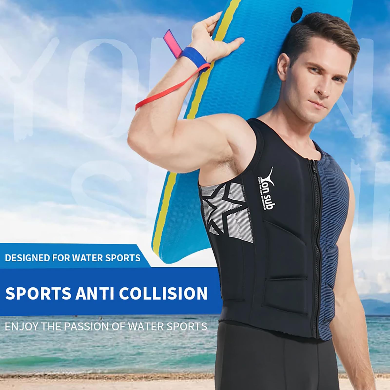 Gilet in neoprene Impact per adulti, progettato per wakesurf e skimboard, ideale per canottaggio, rafting, surf e tutte le attività sportive acquatiche