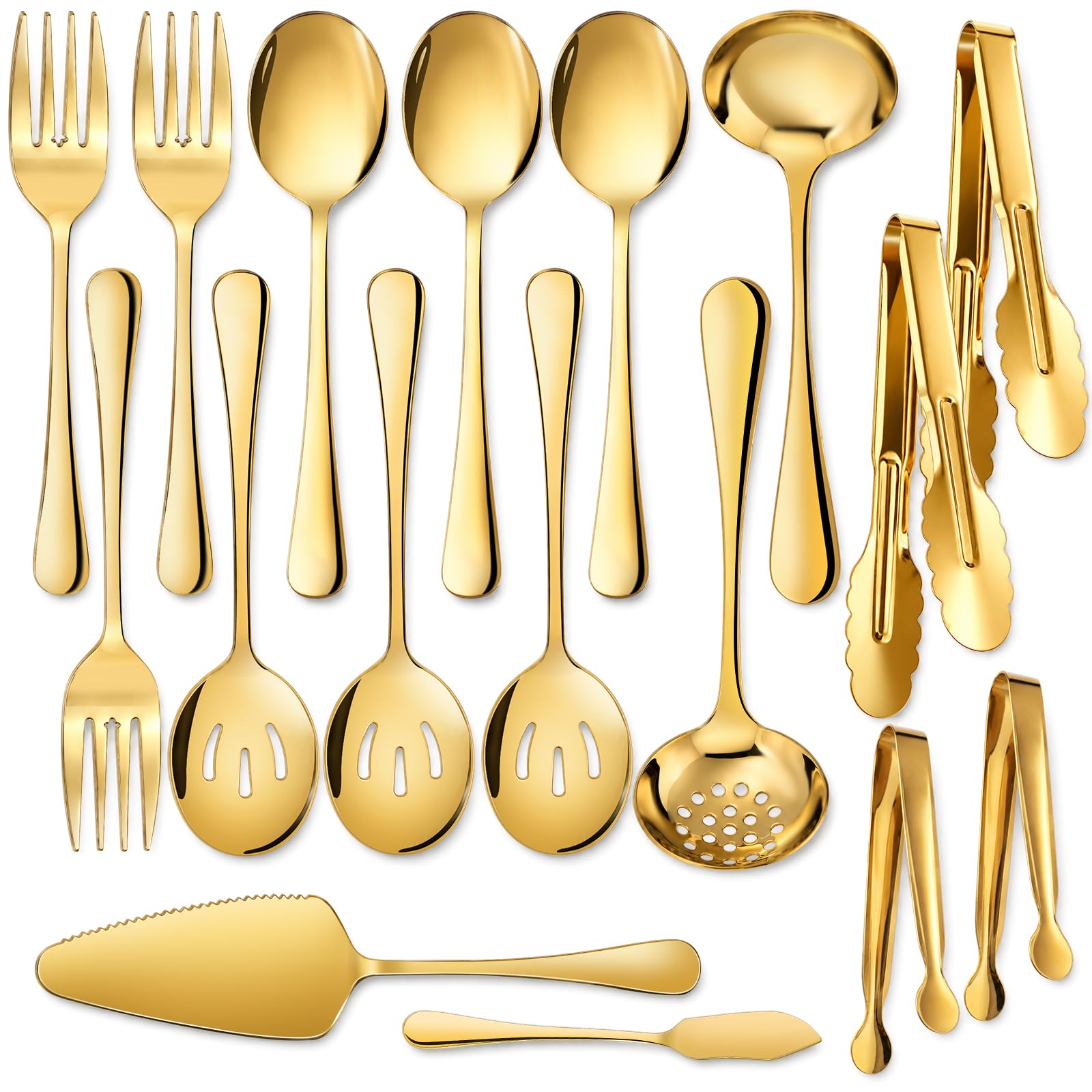 Gold Serving Utensil Set - 17 Piece Stainless Steel -1