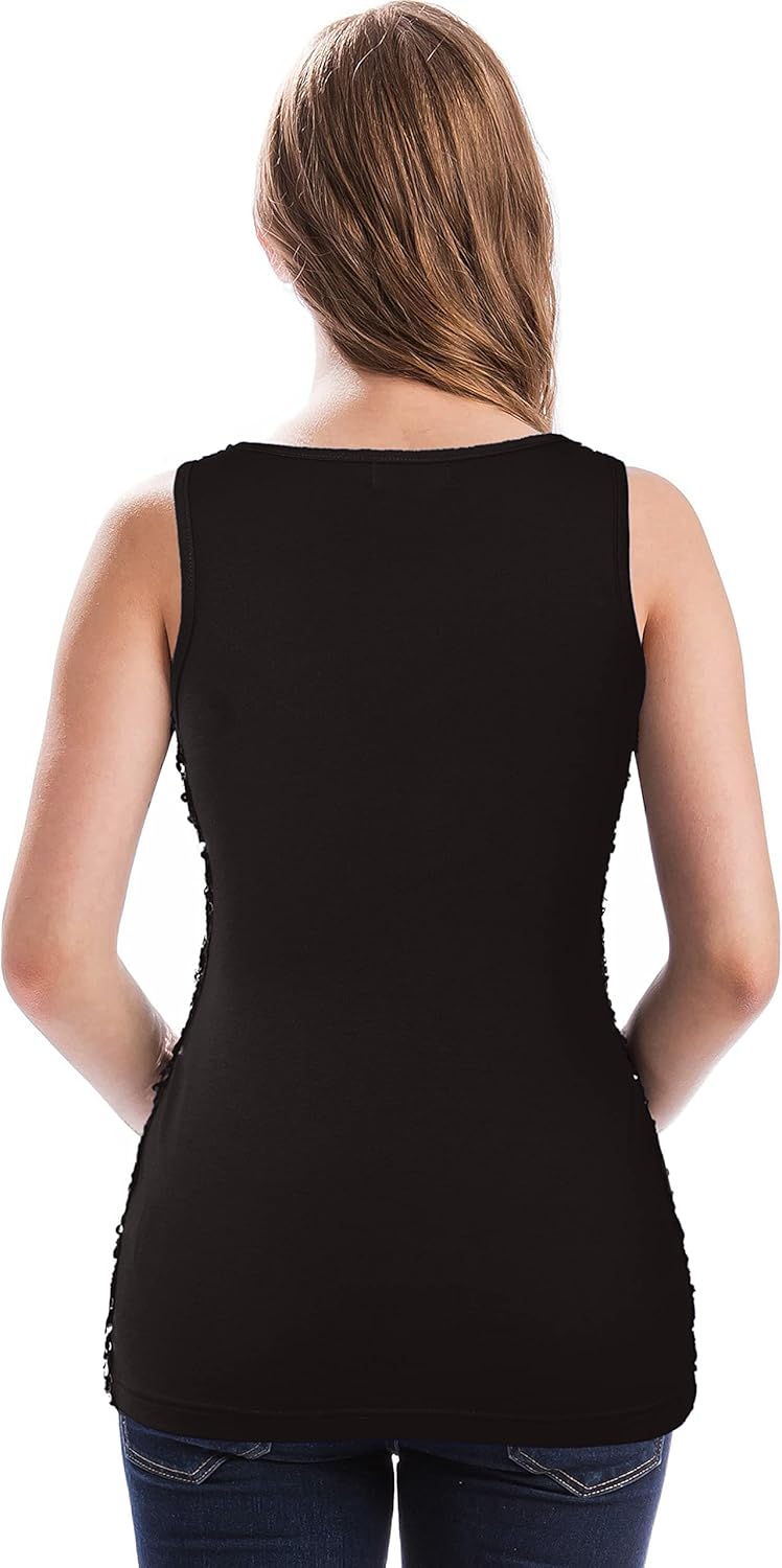 MANER Women's Sequin Tops Sleeveless Glitter Gradient Tank Club Party Vest XS-3XL - Image 2