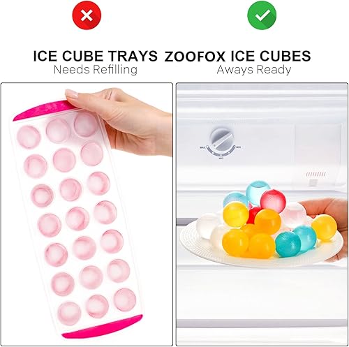 Miniatura 6 de ZOOFOX Paquete de 200 cubitos de hielo reutilizables para bebidas, cubitos de hielo de plástico de colores, cubitos de hielo redondos para cócteles,