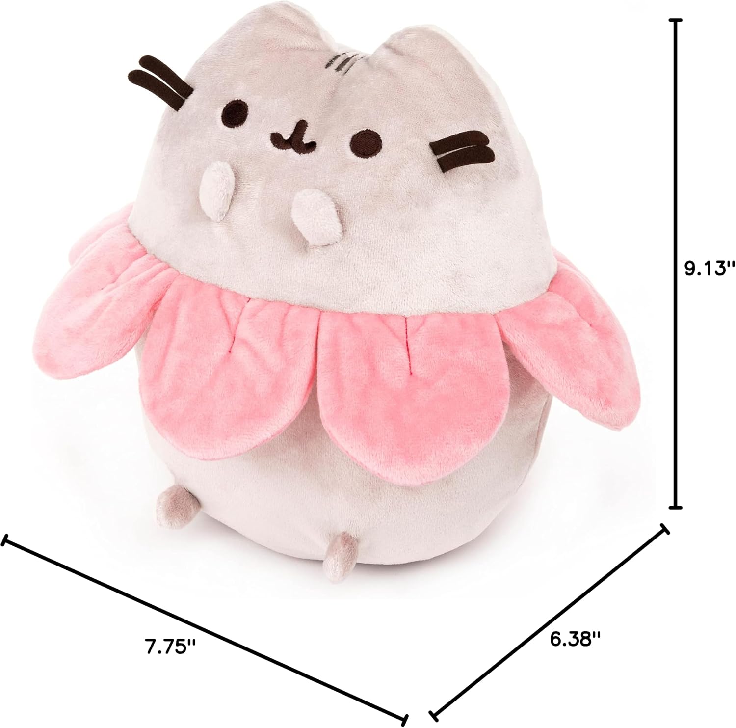 GUND Pink Flower Petals Pusheen Plush Stuffed Animal Cat, Gray and Pink, 9.5”