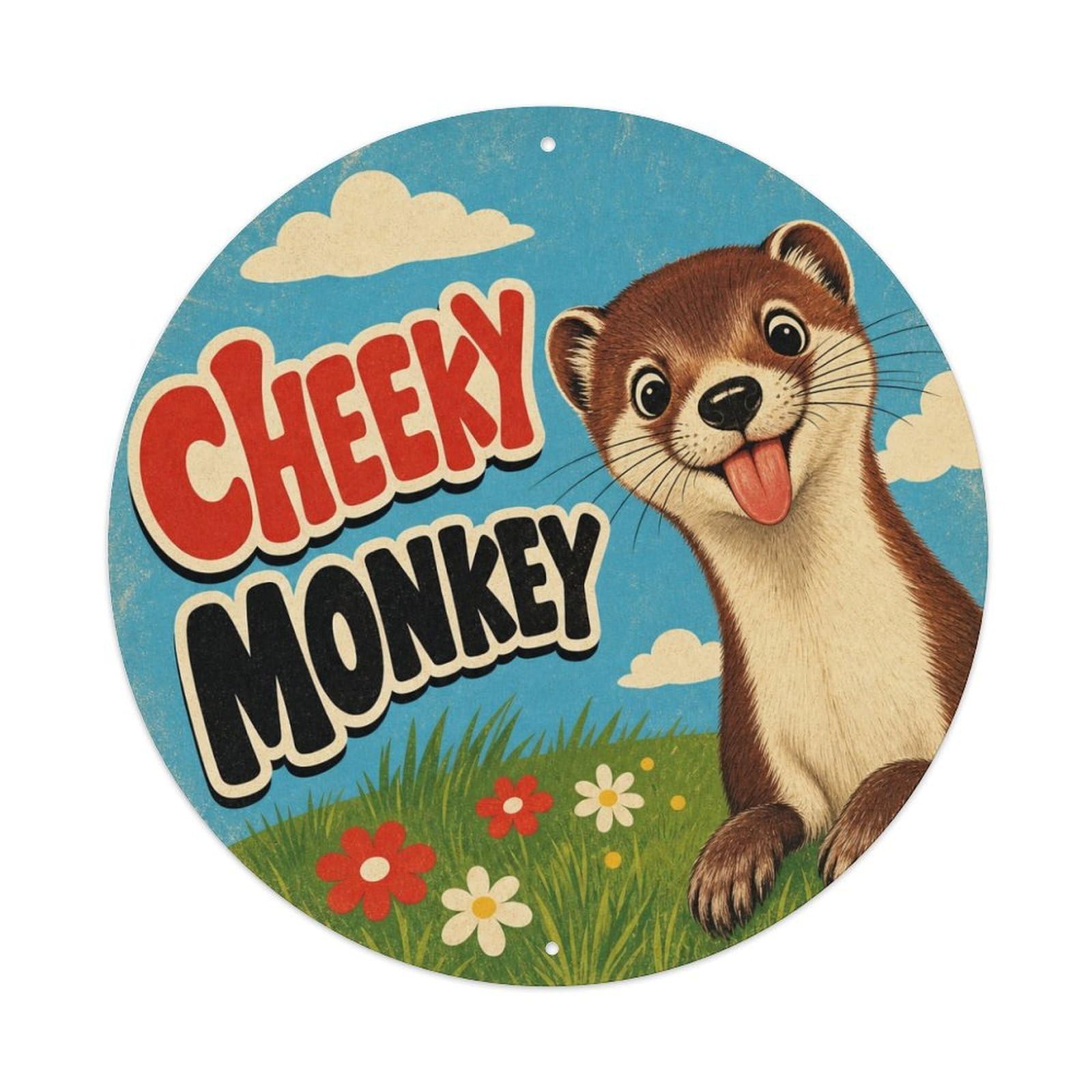 Retro Stoat Woodland Wildlife Cheeky Humor Vintage Wild Metal Tin Sign