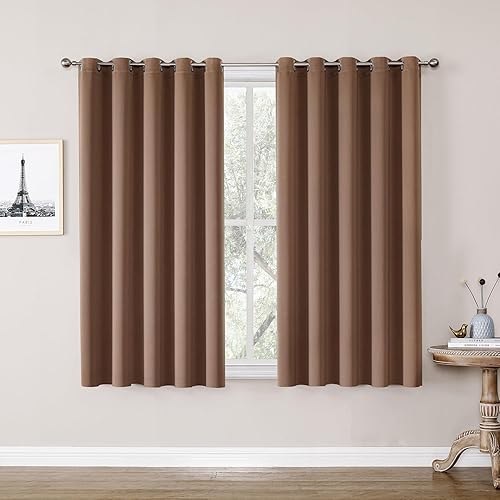 Miniatura 190 de ChrisDowa - Cortinas blackout con ojales para habitación y sala, juego de 2 paneles de cortinas con aislamiento térmico, gris oscuro, 42 x 63
