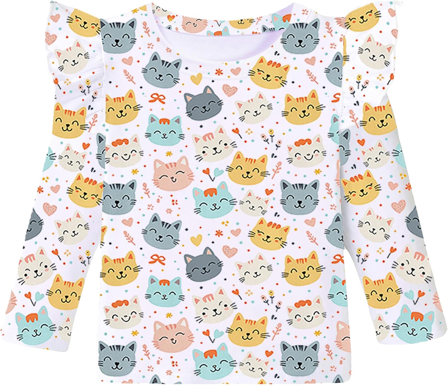 Tkria Girls 3D Graphic Shirt Toddler Colorful Summer Tank Top Cool Ruffle Sleeeve Tee Kid Unicorn Rainbow Dinosaur Cat Outfit