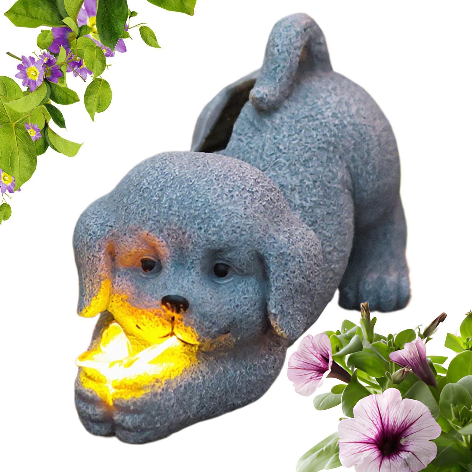 Statue chien de jardin résistant aux intempéries pour illuminer et sécuriser le porche