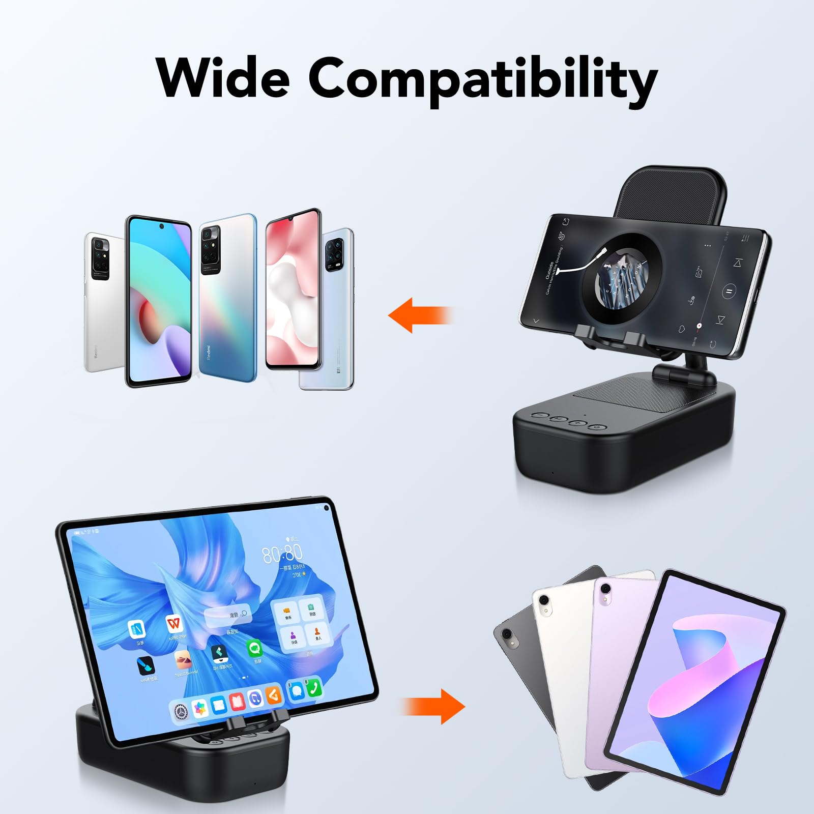 Cassa Bluetooth Potente, Speaker Bluetooth 5.3 Portatile, Supporto Telefono con Altoparlante Wireless,IP7 Impermeabile Altoparlante, Antiscivolo e Audio Surround HD, Regolabile per Phone/Pad | Speaker Bluetooth 5.3 Portatile,IP7 Impermeabile Altoparlante,