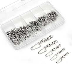 110PCS Stainless Steel Barrel Snap Swivel Fishing Accessories, Premium Fishing Gear Equipment with Ball Bearing Swivels Snaps Connector for Quick Connect Fishing Lures