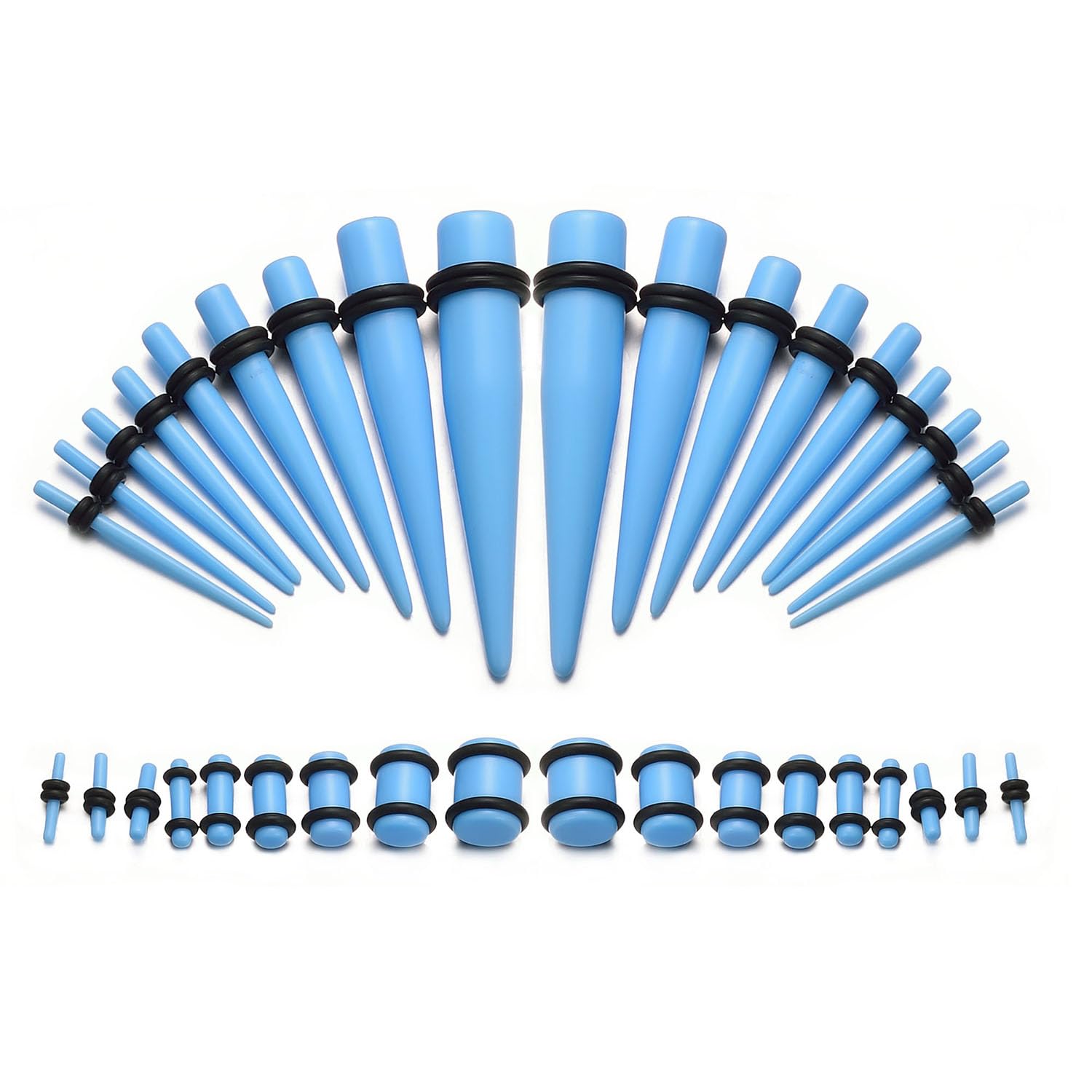 vogem 50 Stück Ohrdehner Set 14g-00g Acrylic Tapers Plugs 1.6mm-12mm Silikon Tunnel Piercing Schmuck Damen Herren Mit Einer Tasche…
