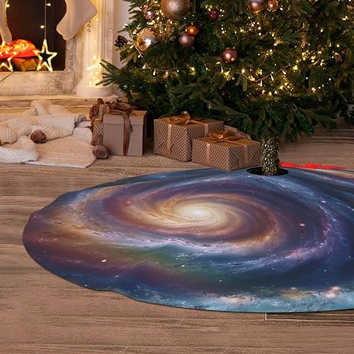 Falda de árbol de Navidad de 30 pulgadas, suave para árbol de Navidad, decoraciones de Navidad espaciales, espiral, energía cósmica, cubierta de