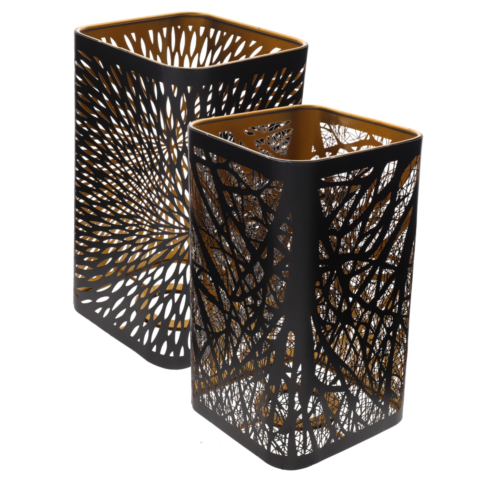 VILLCASE Pantallas De Lámpara De Metal E27 Negras Cuadradas, Diseño Hueco Tallado, Pantalla De Lámpara Grande Para Mesa y Escritorio, 2 Unidades, Uso Dormitorio y Sala, Resistente y Decorativa