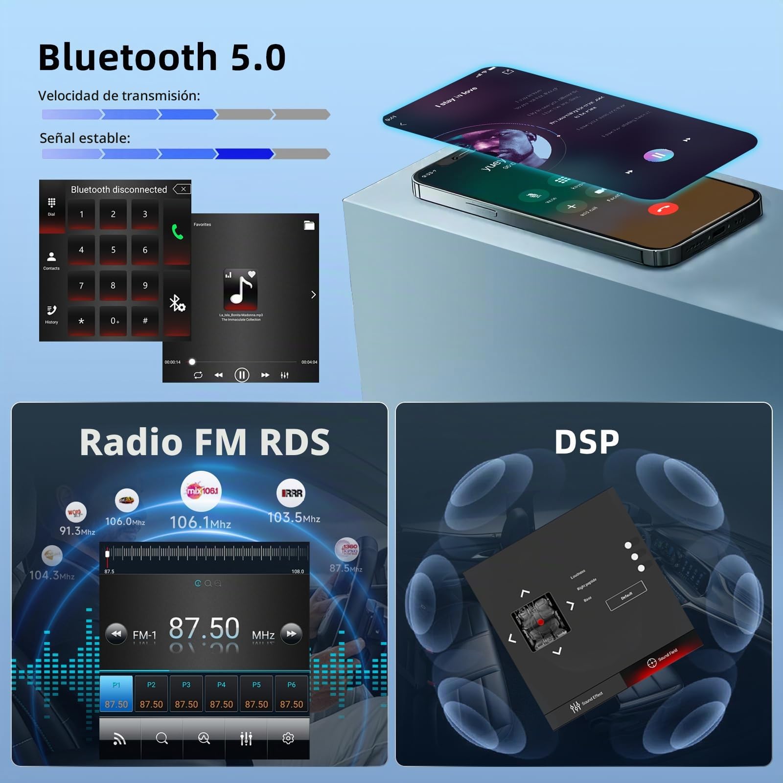 【8 Núcleo 6+128G】 Hodozzy Carplay Radio Coche para Coche para Chevrolet Cruze J300 2009-2014,9.7 Pulgadas Autorradio Bluetooth con Pantalla Táctil con Android Auto/WiFi/GPS/RDS/FM/USB/DSP