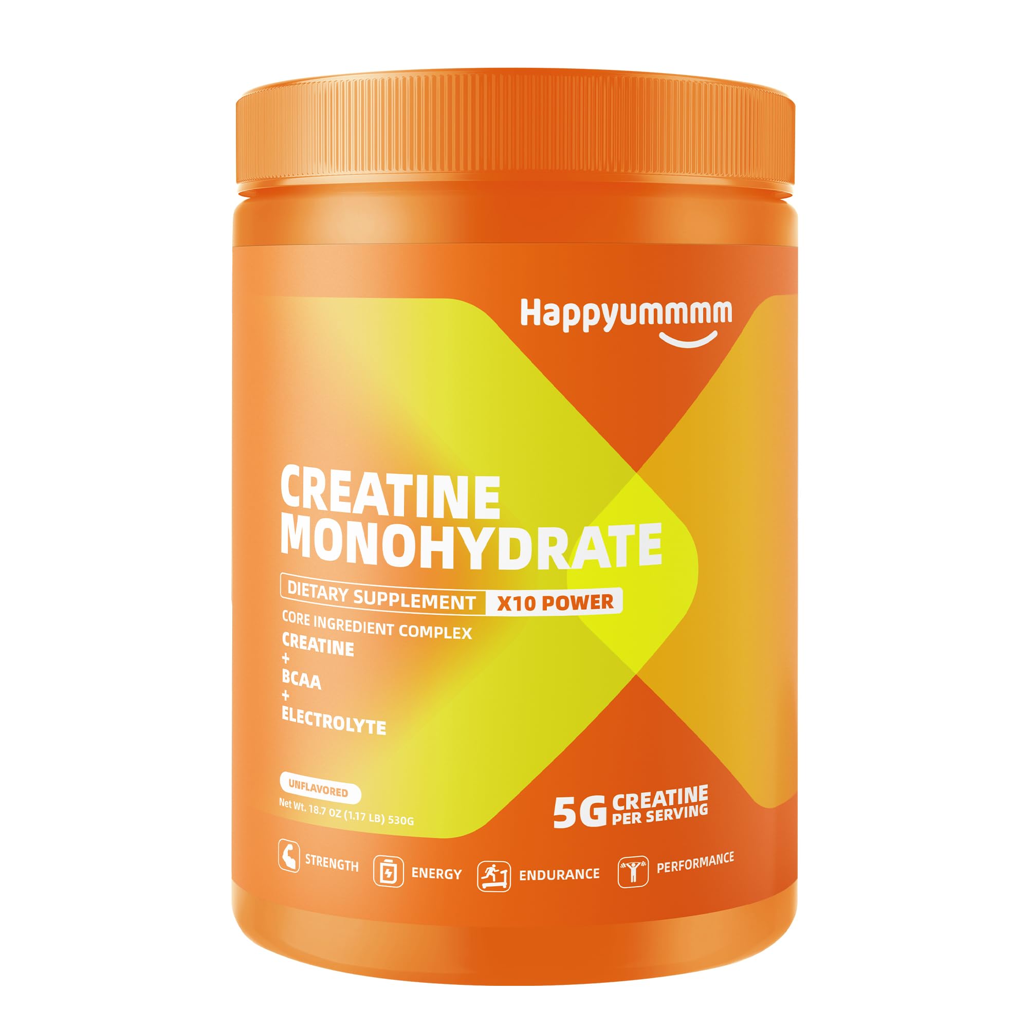 Creatine Monohydrate Powder with BCAA 2:1:1 and Electrolytes, 5g Creatine per Serving, Vitamin C, B12, Magnesium & Zinc, Unflavored, Vegan, 66 Servings, 18.7 Oz