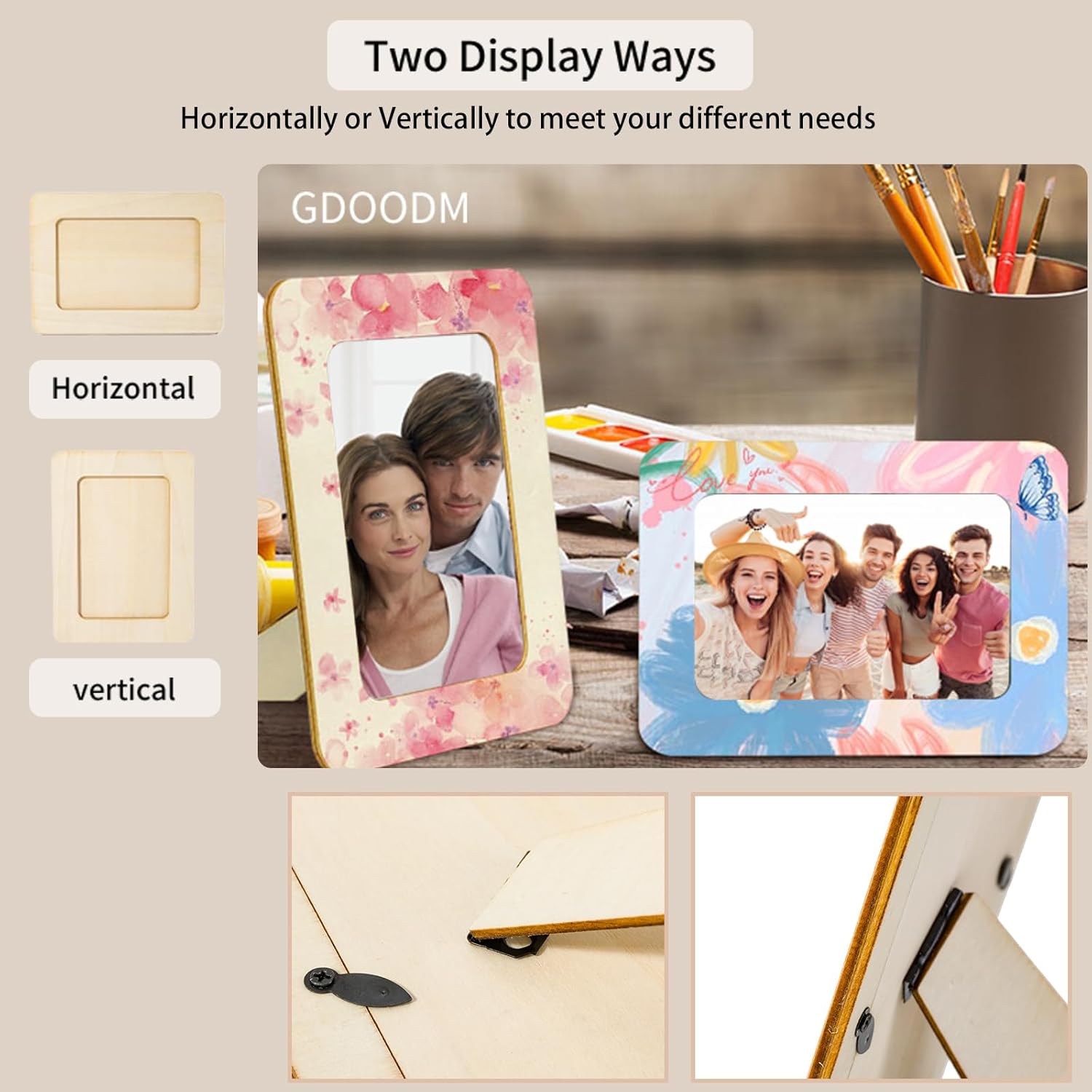 30 Pack DIY Wooden Picture Frames for 4 x 6 in Photos, Wooden Picture Frames for Crafts & Painting, Unfinished Standing Photo Frame for Decorations, School Art Projects, Wedding, Birthday, Party