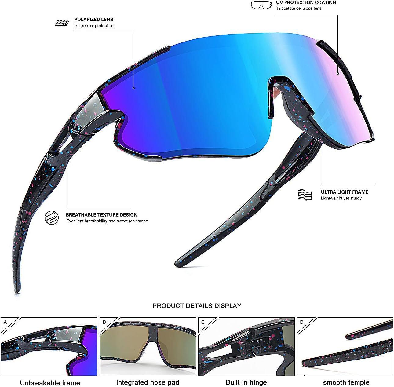 Kids Baseball Sunglasses for Boys Girls Youth Softball Cycling Sports Sunglasses UV400 Protection Age 5-12 - Image 5