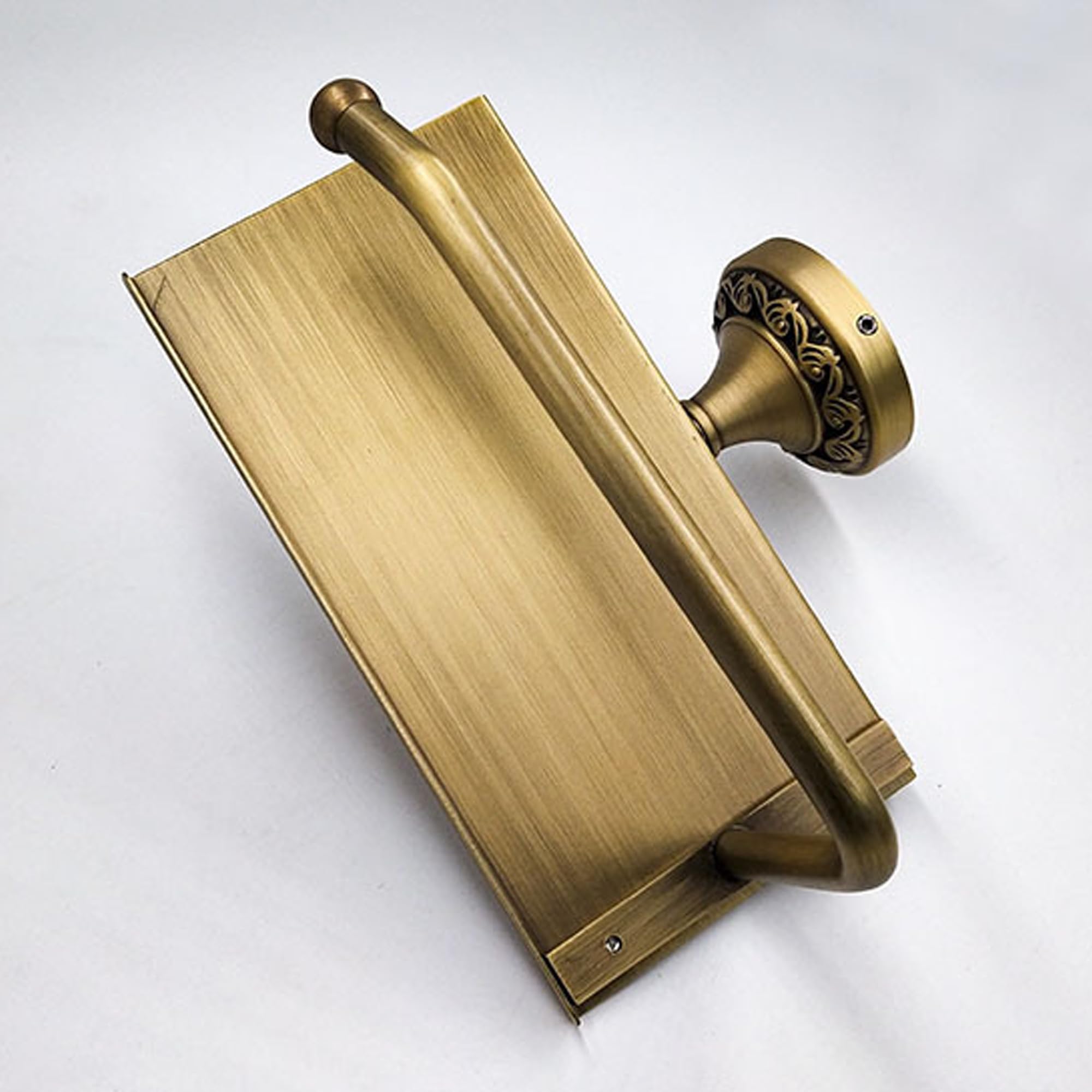 Soporte de Papel higiénico con Estante para teléfono, Soporte para Rollo de Papel higiénico de baño, Bronce Antiguo, Accesorios de baño, Accesorios de baño, diseño Tallado de patrón