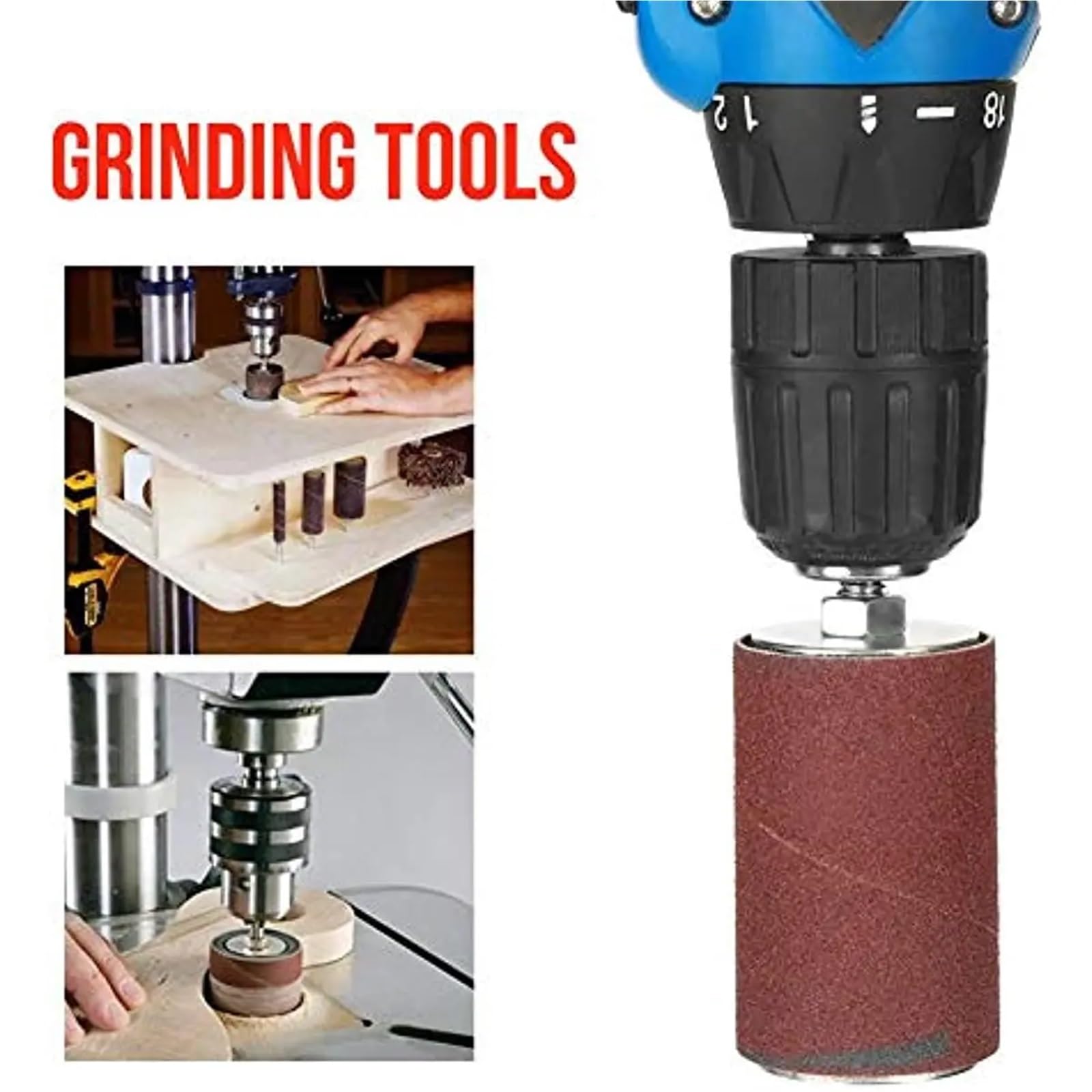 20-teiliges Schleiftrommel-Set, Sandgürtel und Gummidorne, Spindelhülsen und Box for Holzbearbeitungsbohrer, Drehwerkzeug