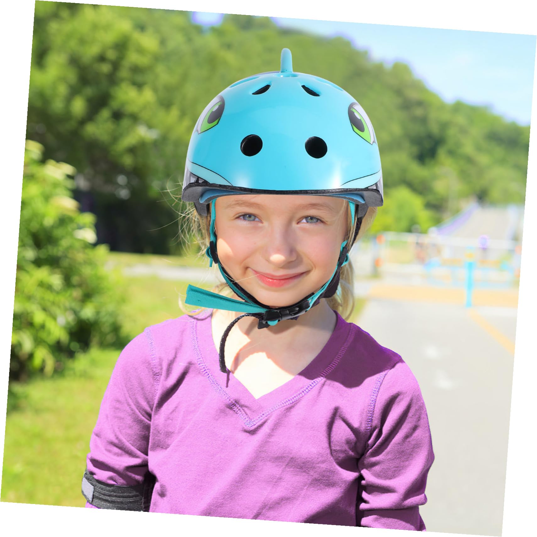 Casco de Bicicleta Niñas Ajustable Diseño de Tiburón 3D, Tamaño S 50-54cm, Material Plástico, Ventilación Aire y Protección contra Impactos para Ciclismo y Patinaje