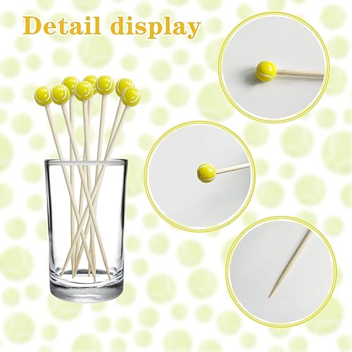 Miniatura 2 de 200 púas de cóctel de tenis, 4.7 pulgadas, decoración de tenis, extremo de pelota deportiva, brochetas de cóctel, palillos de dientes de frutas,