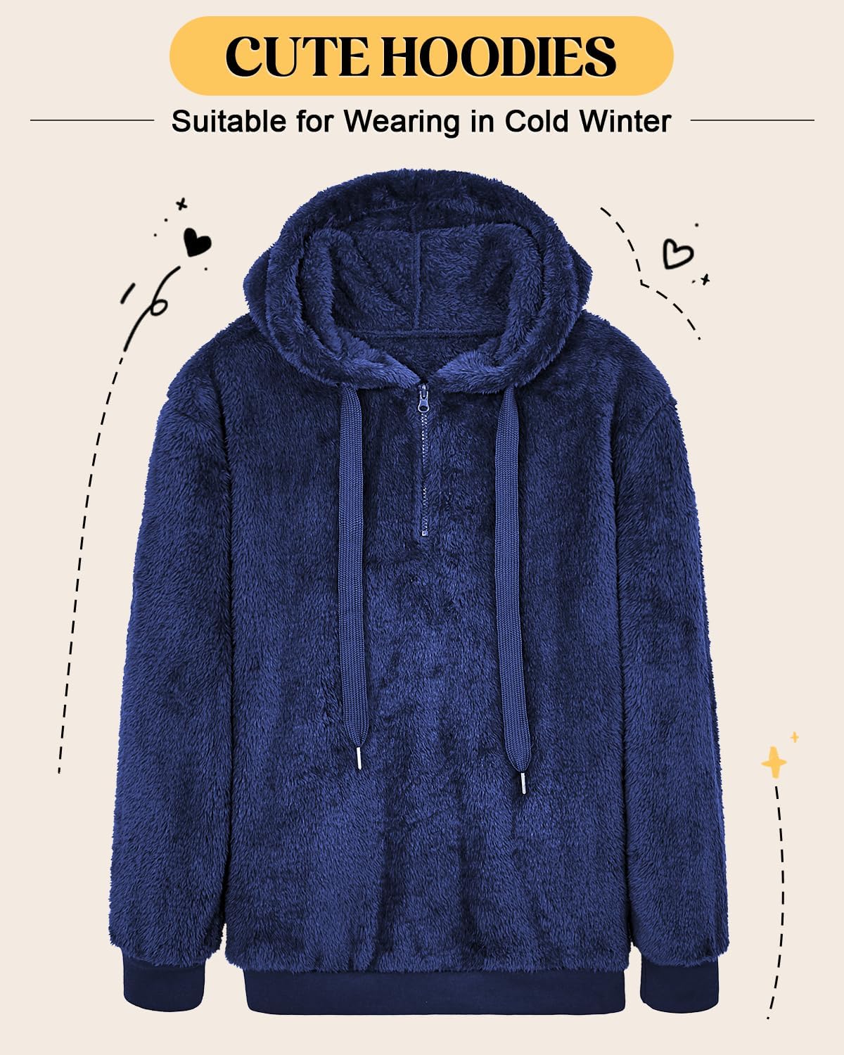 Century Star Womens Fuzzy Hoodies Pullover Sport Hoodie Cozy Oversized Pockets Hooded Sweatshirt Athletic Fleece Hoodies - Image 4