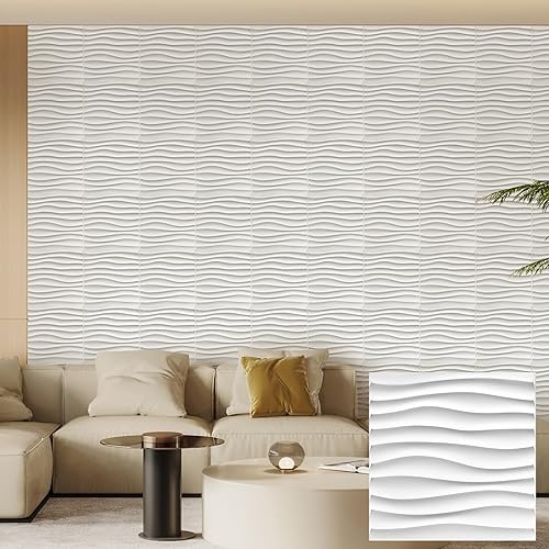 Miniatura 16 de Heikki Paquete de 30 Paneles de Pared 3D para Decoración de Pared Interior, Paneles de Pared con Textura de Flores de PVC para Sala de Estar