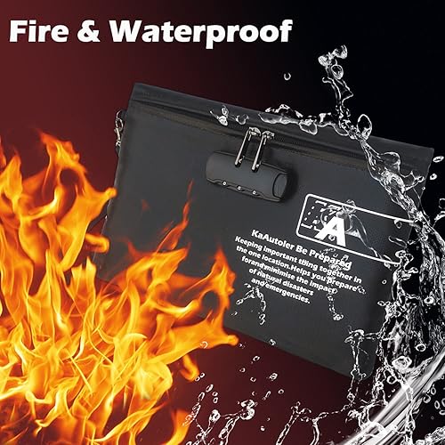 Miniatura 8 de KaAutoler Bolsa ignífuga pequeña con cerradura, bolsa de dinero impermeable, con cremallera, caja de seguridad ignífuga, bolsa de dinero para