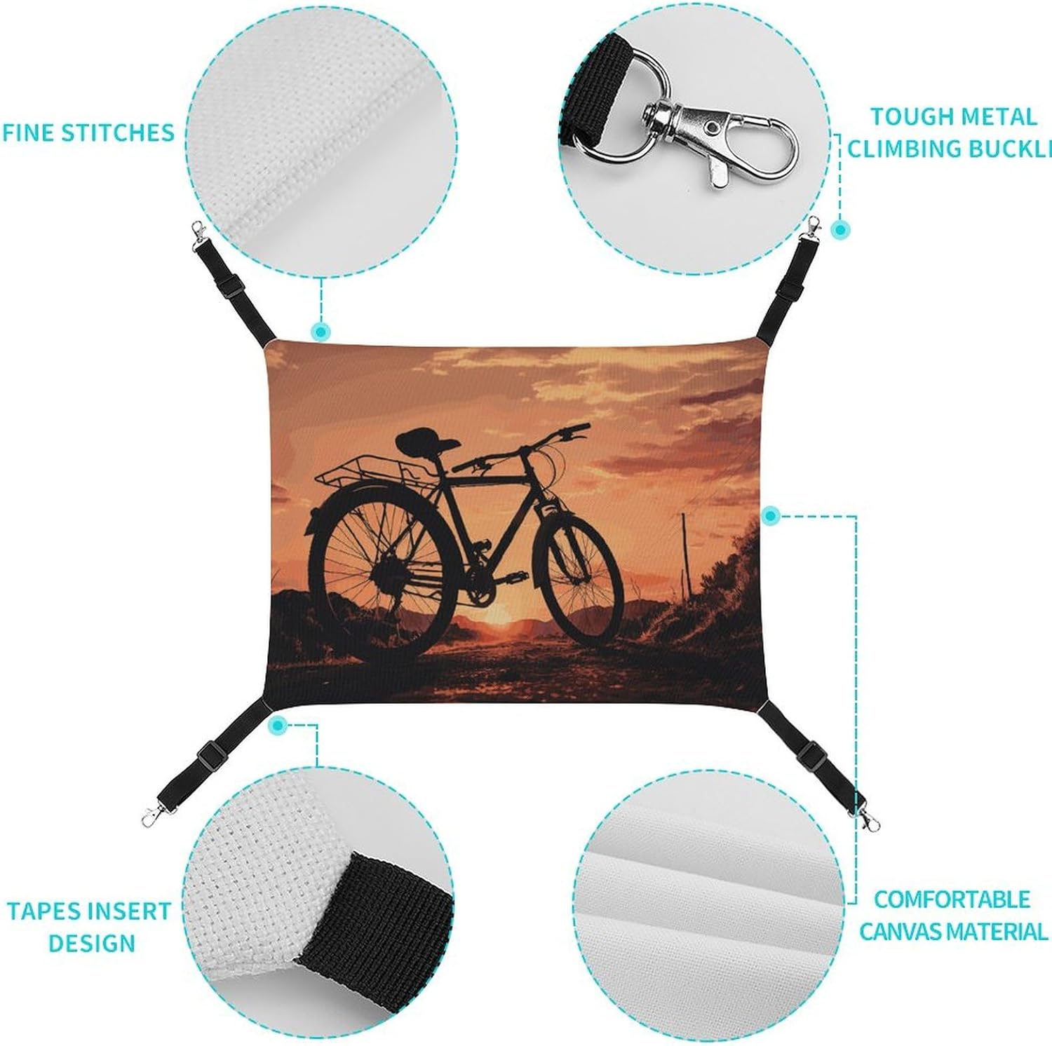 review Hanging Pet Hammock, Road Bicycle Printed Soft Breathable Pet Hammock with Adjustable Straps and Metal Hooks for Cats Small Dogs Rabbits Sugar Gliders