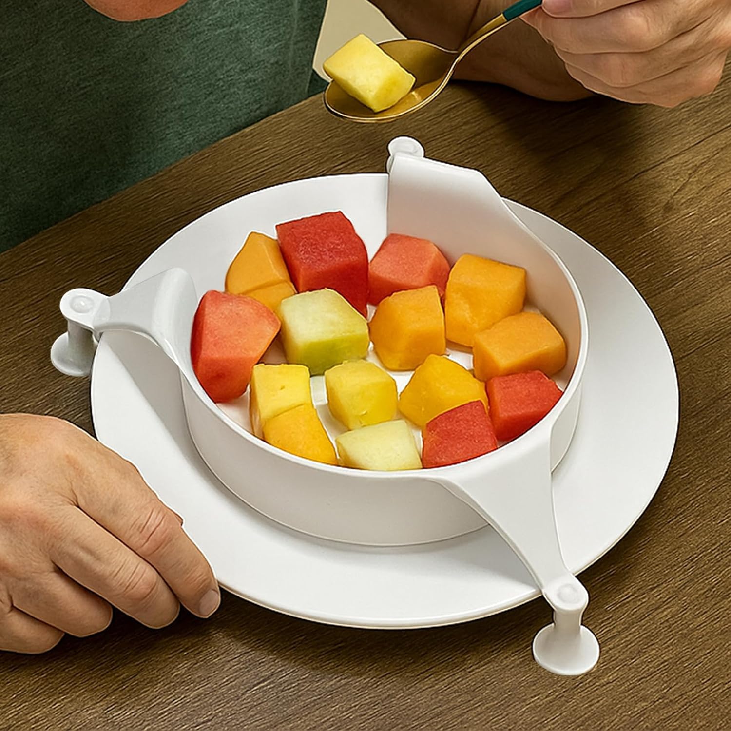 Spill-Proof Scoop Plate with Suction Base - Assistive Dining Bowl with Food Guard for Parkinson’s, Dementia, Stroke & Tremors