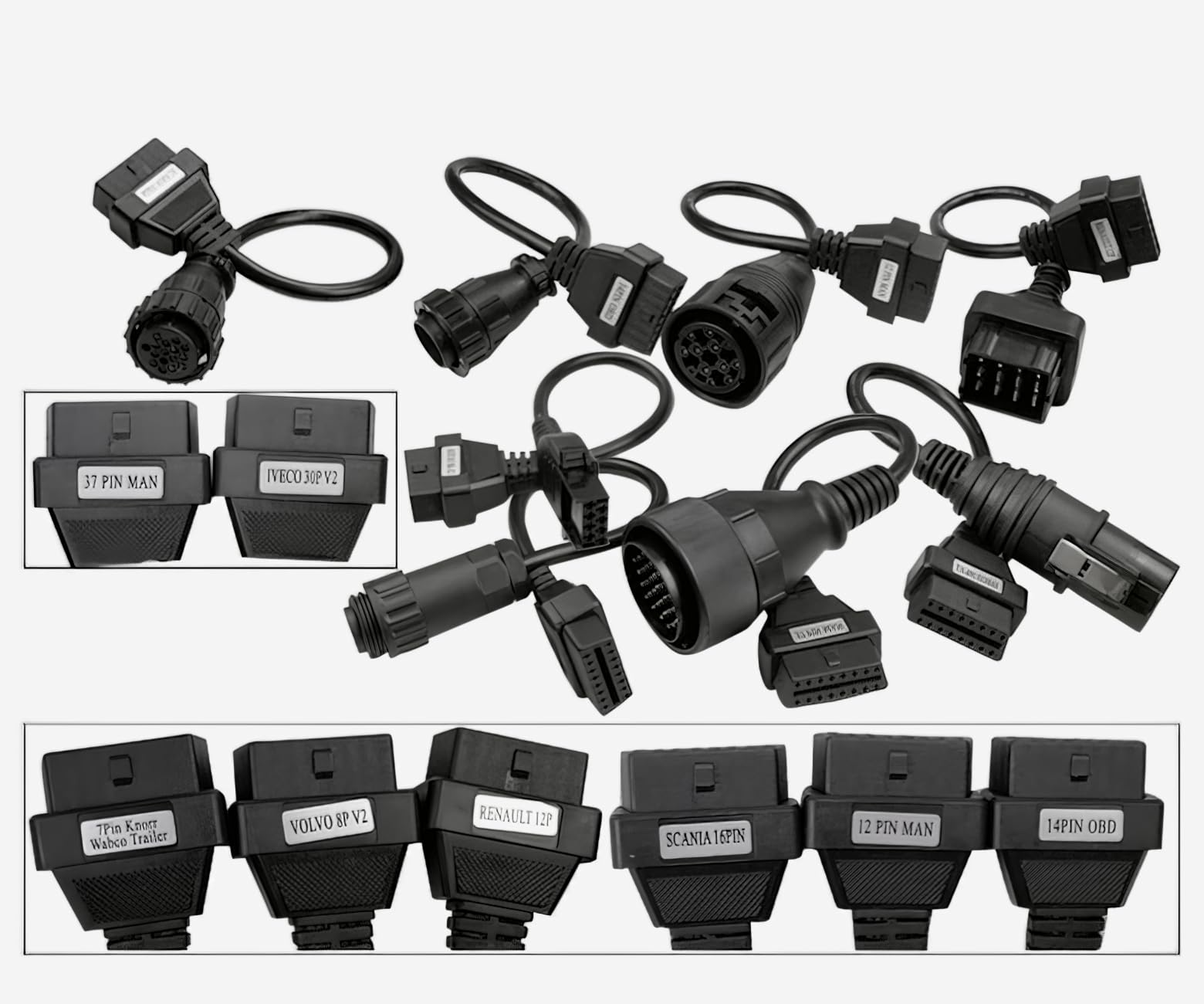 GEARMONSTER 8tlg Adapter Set, PKW Kabelset Universal Auto OBD1 OBD2 Diagnosegerät Diagnose Adapter Kabelsatz Diagnoseadapterkabel für TCS CDP Pro Delphi CDP DS150Er Diagnostic Scanner