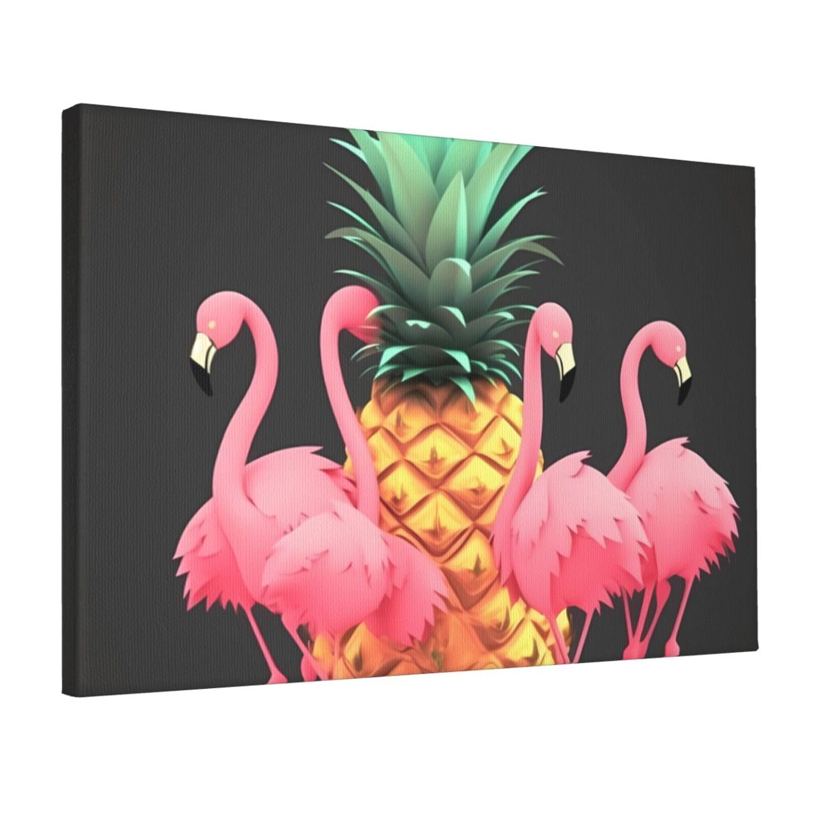 DWVTSLH pineapple flamingos Poster Paintings Canvas Wall Art Bedroom Prints Home Decor Hanging Picture Modern Home Artworks Aesthetic for Living Room Office Wall Decor 12x18in Unframed