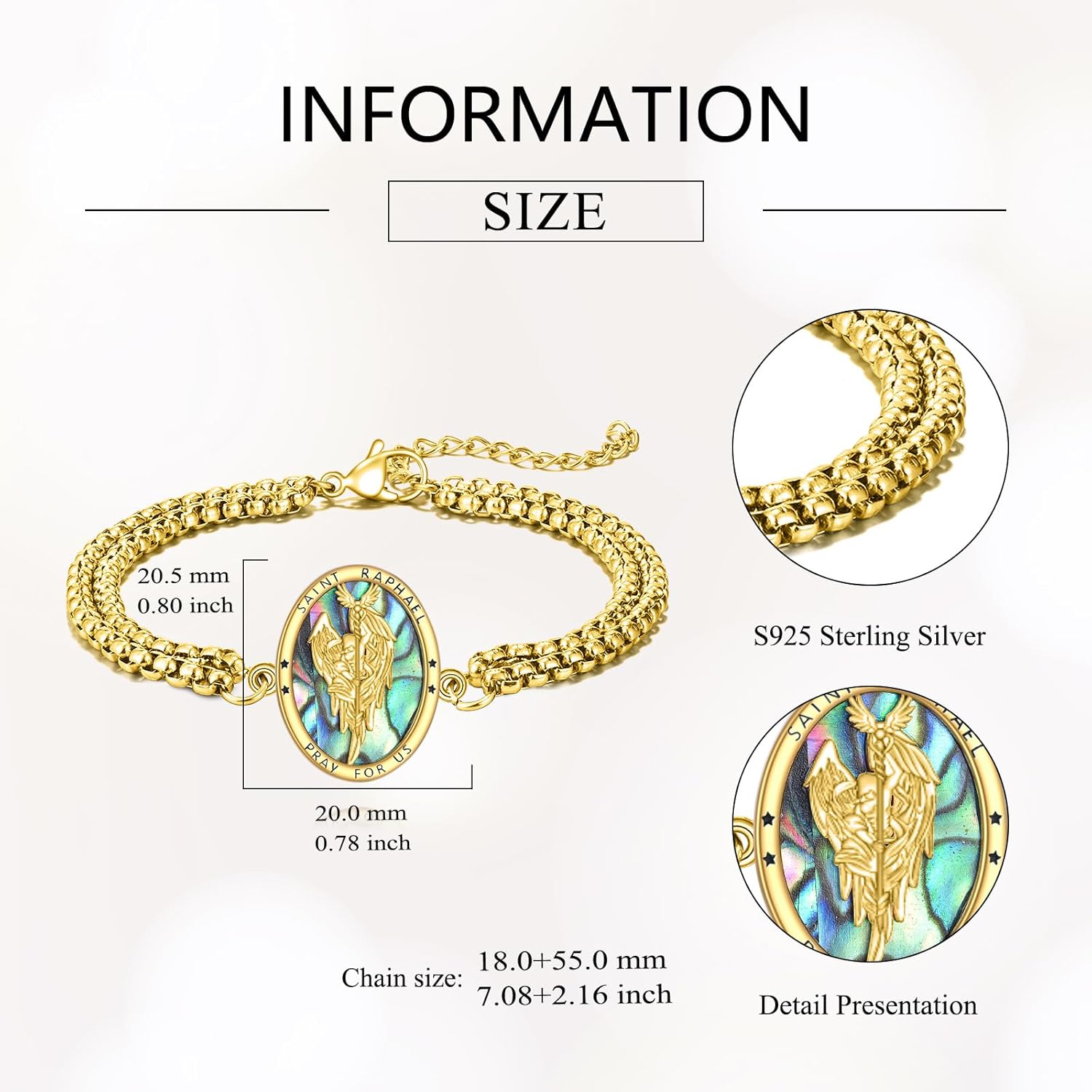 St Raphael Bracelet Men 925 Sterling Saint Raphael Bracelet Archangel Raphael Catholic Jewelry Gifts for Men Women - Image 3