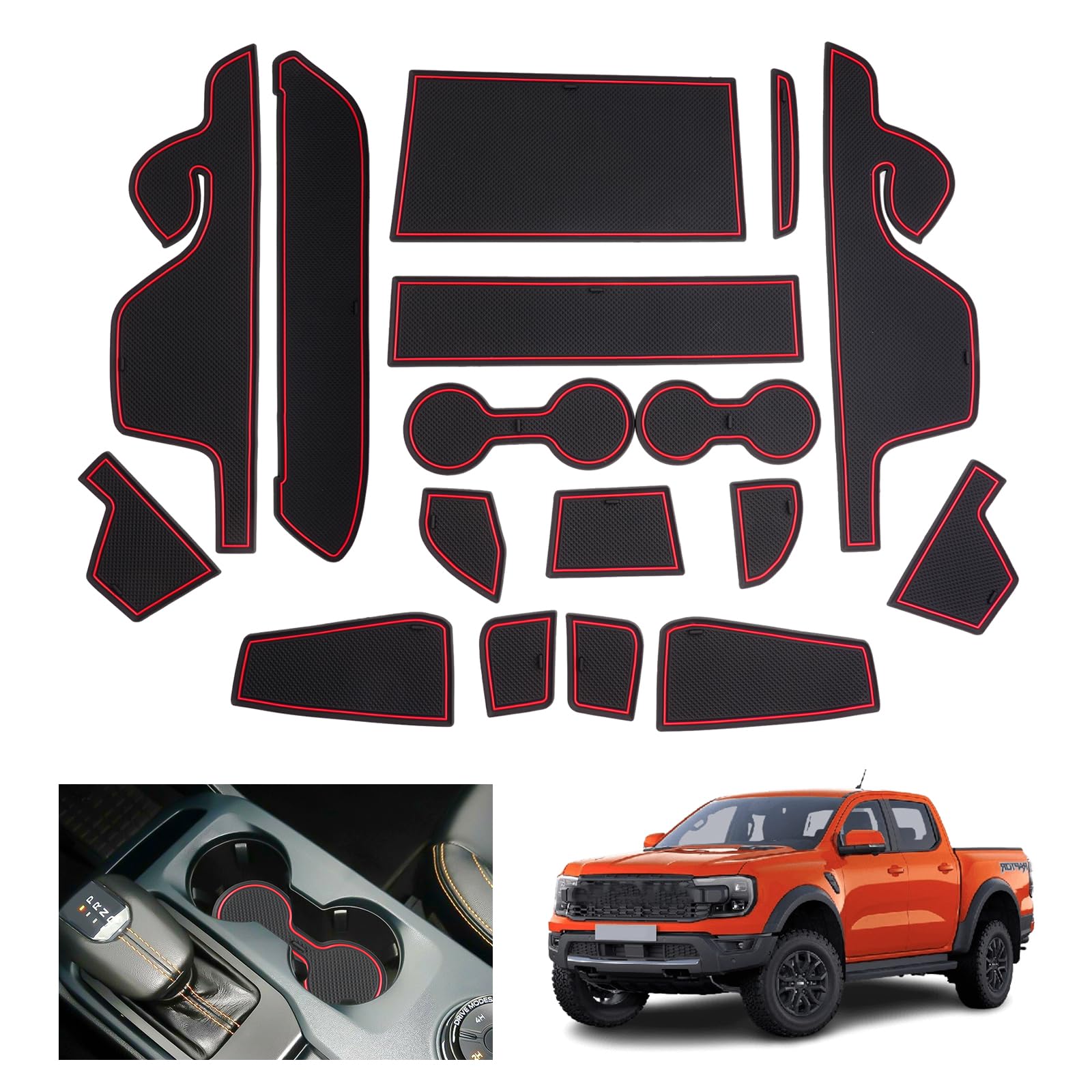 Tapis Antidérapants Pour Ford Focus MK4.5 (2022-2025) - Protège Console, Porte-gobelets, Fentes De Portes - Modèle ST-Line / ST-Line X - 14