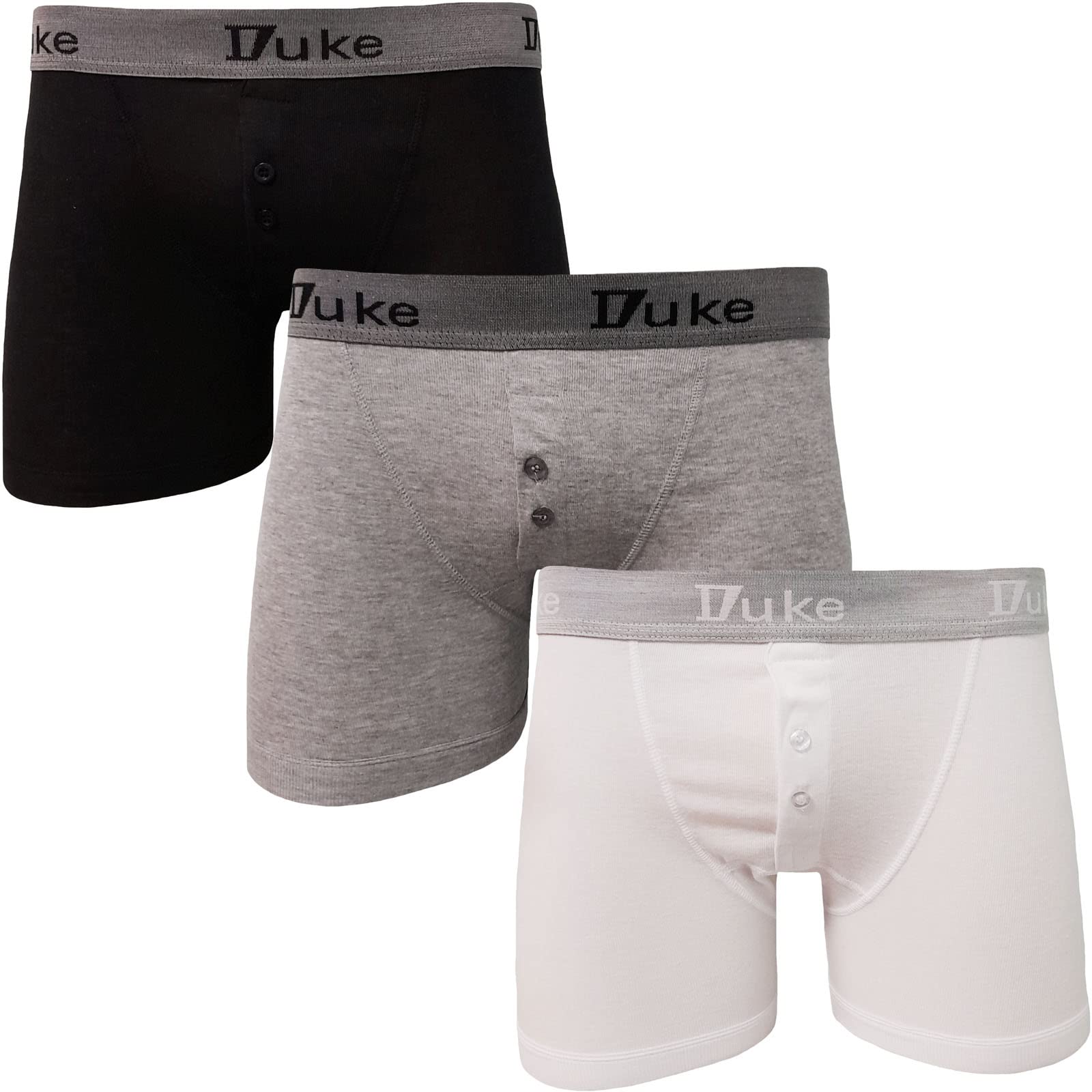 Duke D555 3 Pack Mens Driver Buttonfly Cotton Boxer Shorts - XXL
