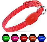 Vista 18 de Illumifun Collar LED para perro, collar con luz recargable por USB que brilla en la oscuridad, luz de seguridad ajustable para mascotas para tus Azul