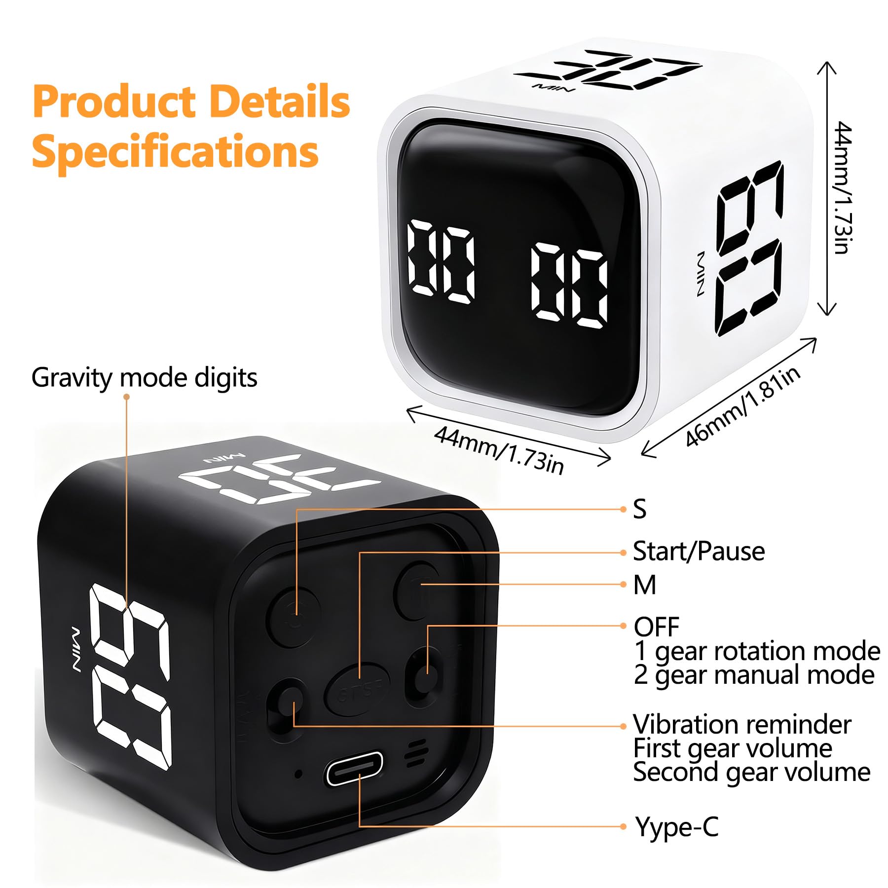 Amazon.co.jp: BEBESIRI ポモドーロ タイマーキューブ 重力センサー