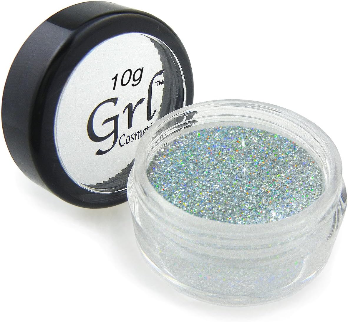 Grl Cosmetics Cosmetic Glitter Makeup for Face, Eyes, Lips, Nails and Body - GL07 Silver Prism, 10 Gram Jar