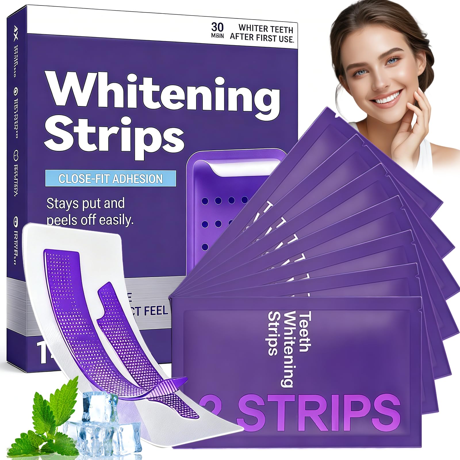 14 PièCes Bandes Blanchiment Dentaire Violet, Bandes Nettoyantes Pour Blanchiment, Facile À Utiliser, Élimine Les Taches De Café Et De Thé, Haleine Fraîche, Soin Quotidien