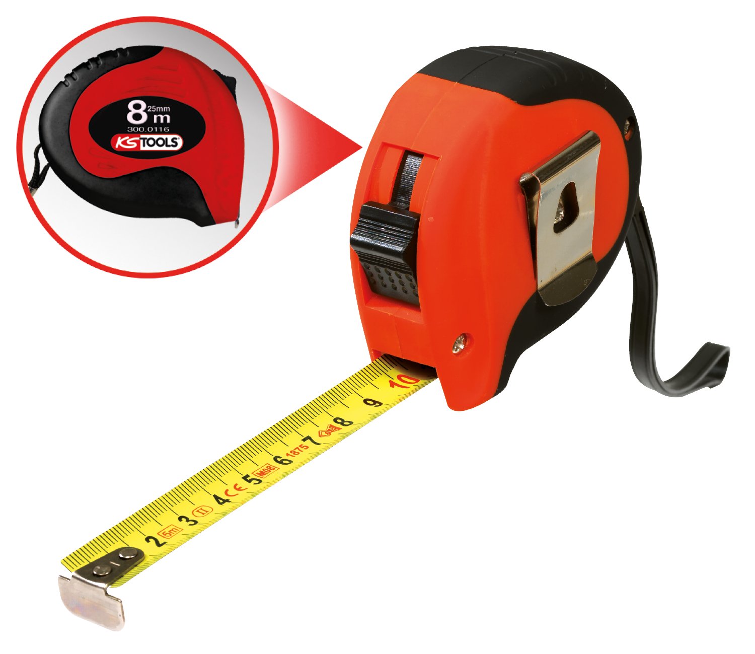 KS Tools 300.0116 Precision+ Steel Tape Measure 8Mx25mm - Image 2