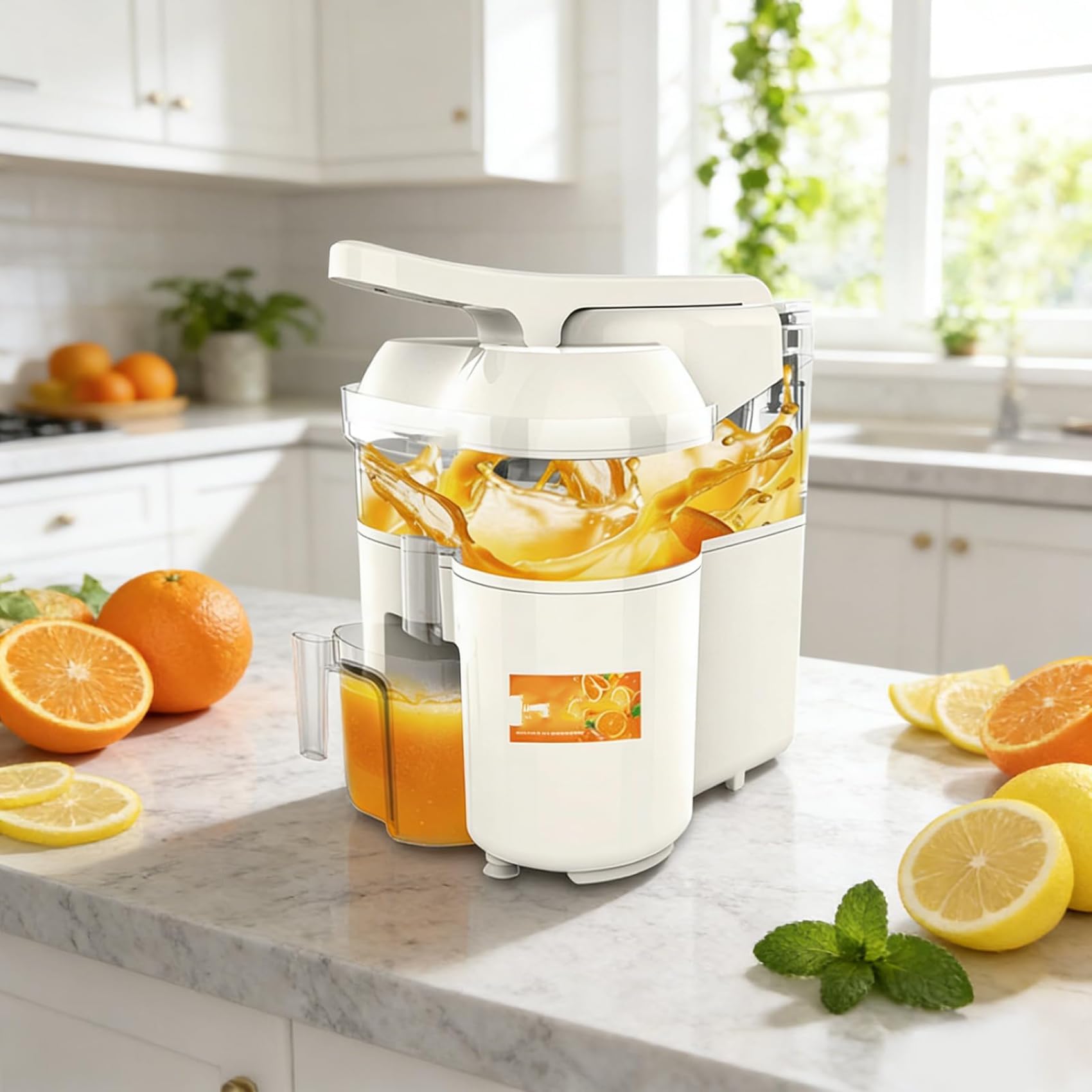 Exprimidor eléctrico de cítricos, exprimidor de naranjas con eliminación automática de pulpa, extractor de frutas de bajo ruido para desayuno, uso en la cocina de la oficina en casa