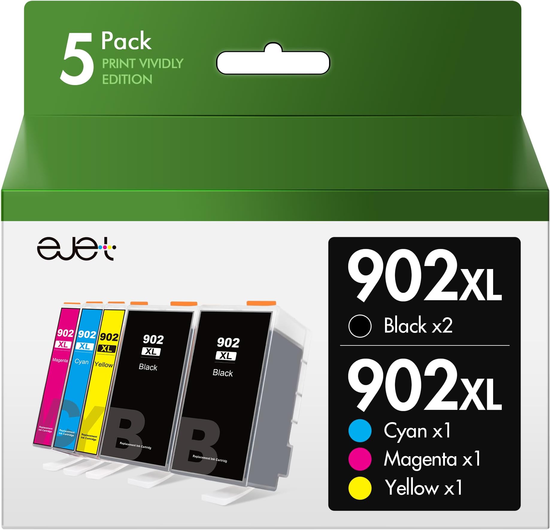 ejet 902XL Ink Cartridges for HP 902XL Ink Cartridges Combo