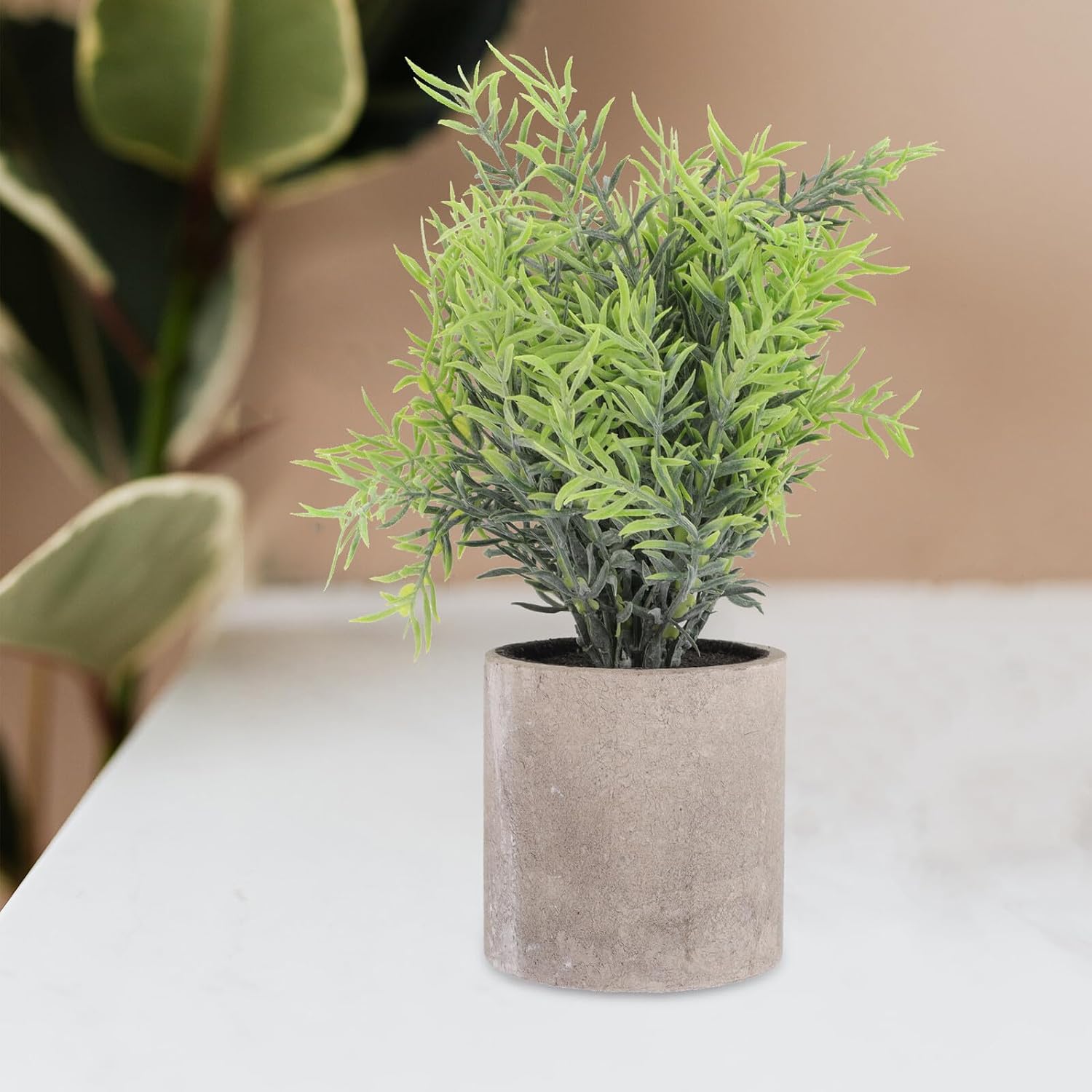 KALLORY Artificial Eucalyptus Rosemary Maple Leaf Faux Plants Set, Eco-Friendly Paper Pulp Potted Bonsai, Small Desktop Artificial Greenery for Home Office Decor