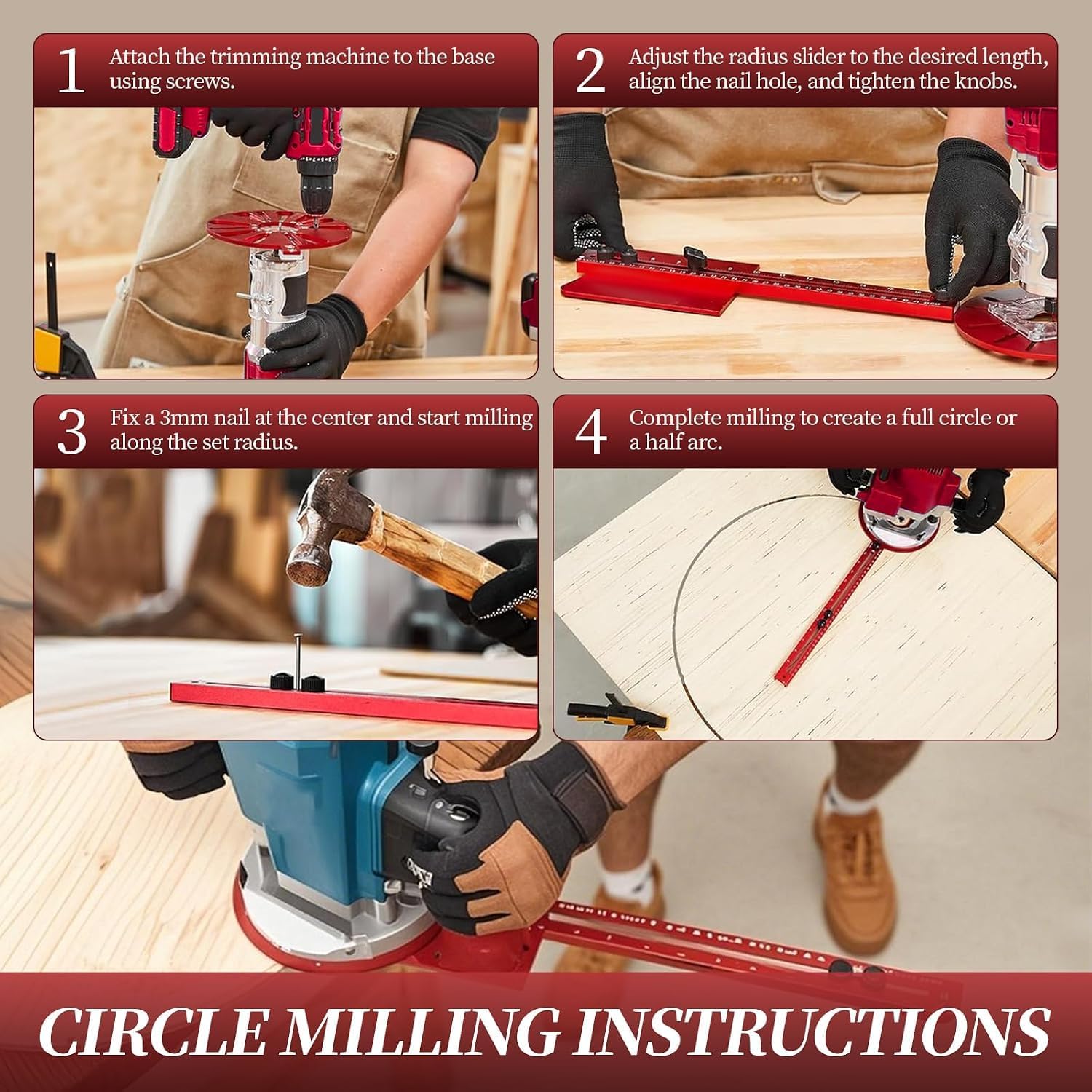 Router Circle Cutting Jig, Adjustable Circle Jig for Router, Router Guide